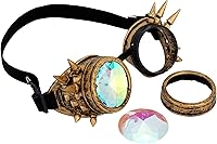 Vista 25 de Gafas de caleidoscopio retro con pinchos, gafas de cristal arcoíris steampunk estilo soldadura, gafas de cosplay punk