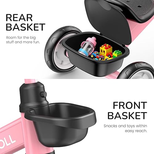 Miniatura 6 de Umatoll Triciclo para niños pequeños de 2 a 5 años, bicicleta ajustable para niños y niñas de 2 a 4 años, triciclo con ruedas iluminadas