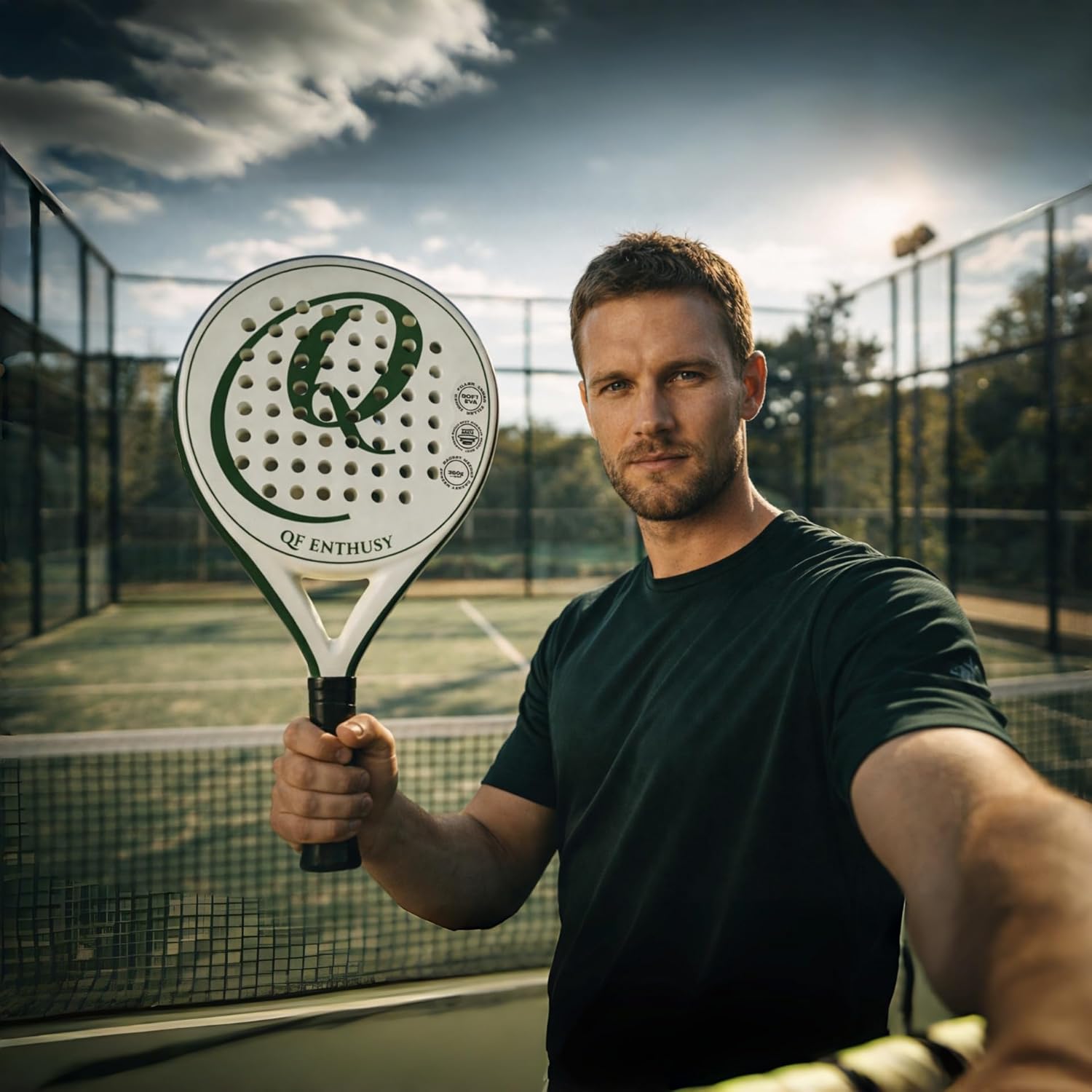 Padel Racket, Carbon Fiber Surface Padel Racquet, Lightweight, Ideal for Training/Matches