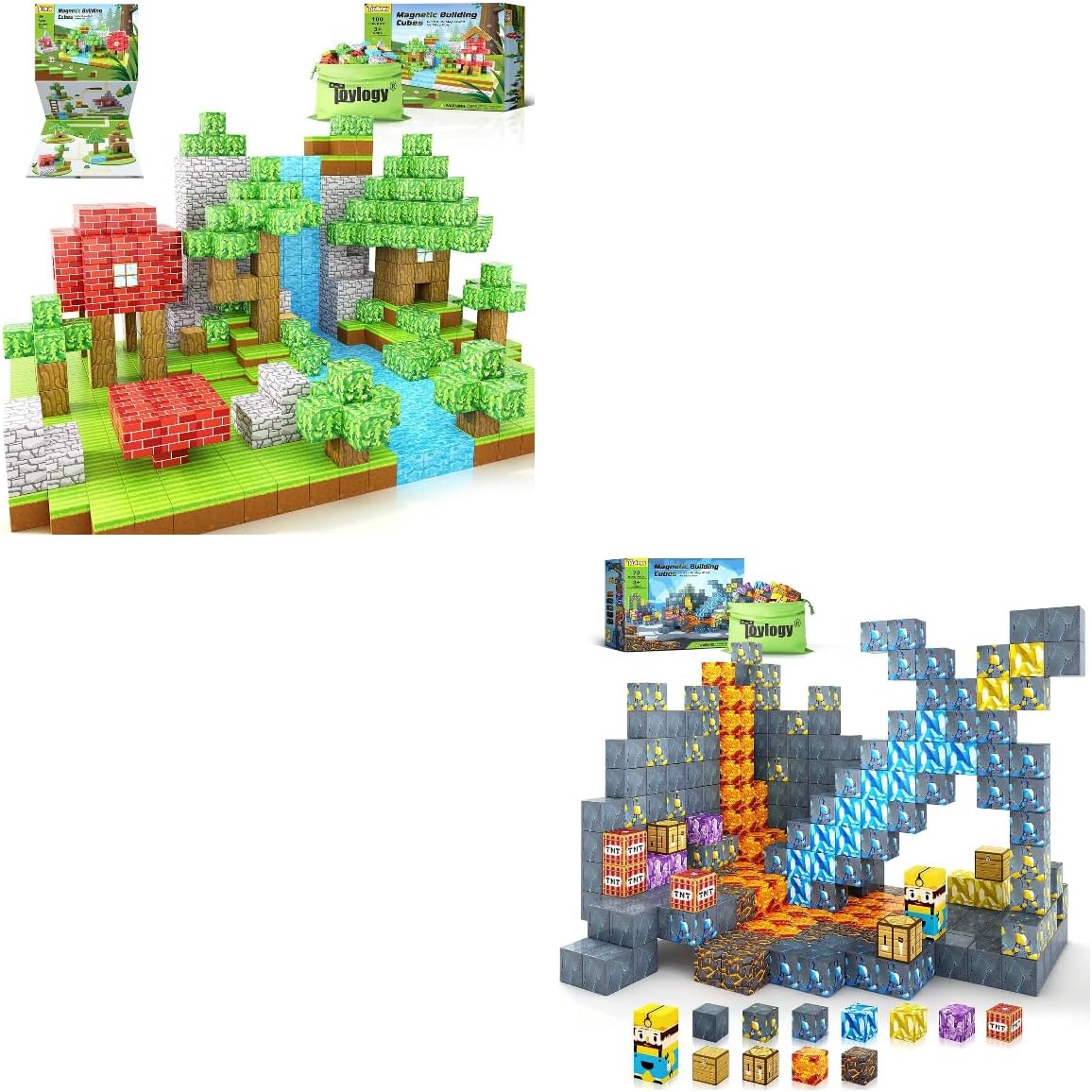 172PCS Magnetic Blocks-Build Mine Magnet World Edition Magnet Classroom Must Haves Toddler Toys for Kids for 3+