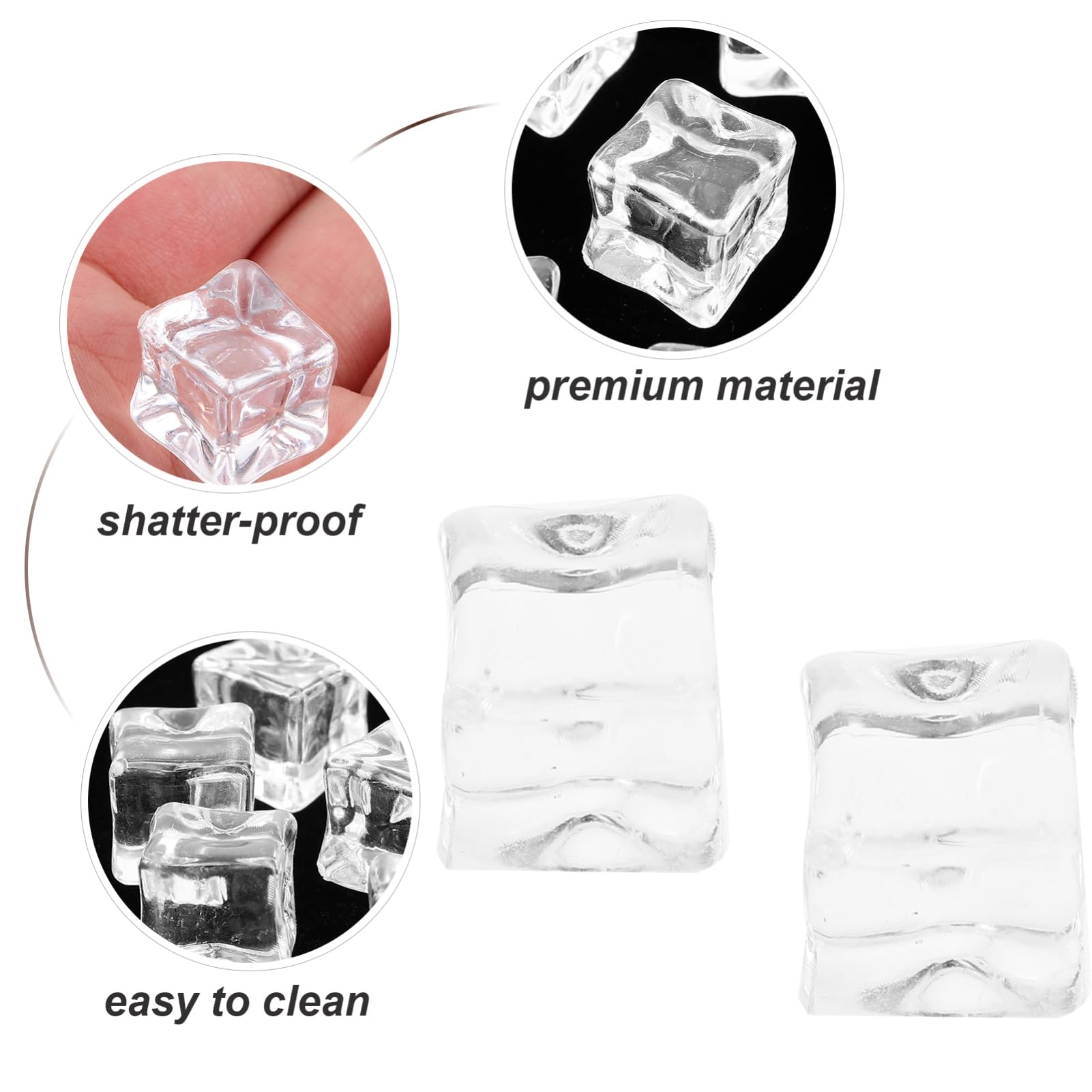 VALICLUD 200piezas Cubitos De Hielo Falsos Transparentes Reutilizables Decorativos Para Jarrones Accesorios De Fotografía Para Eventos y Manualidades