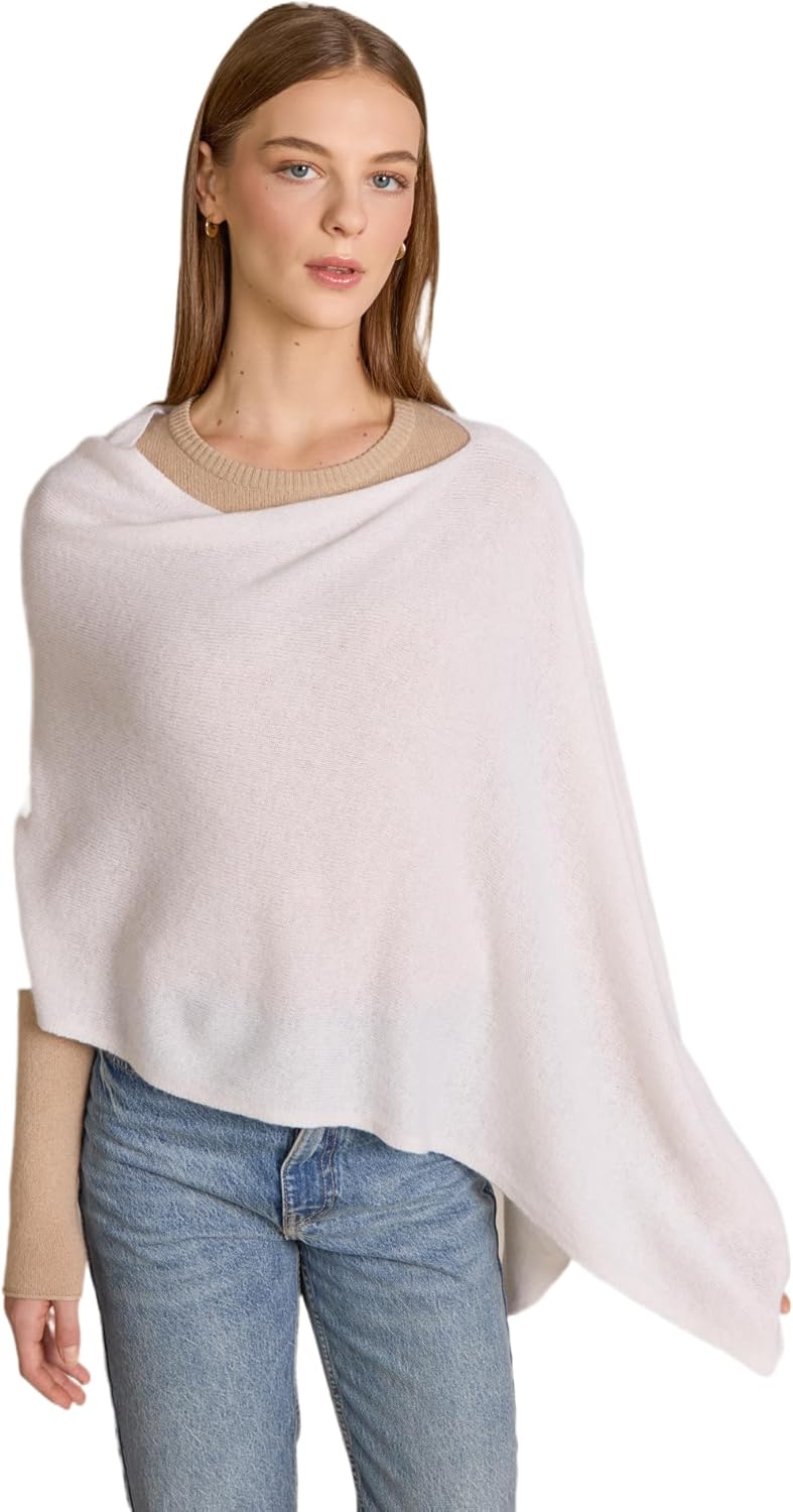 CLAUDIA NICHOLE by Alashan 100% Cashmere Luxe Dress Topper Poncho - Lightweight, Soft, Cozy & Versatile - Great Gift Item