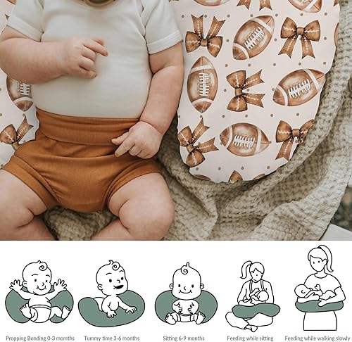 Miniatura 6 de Fundas de almohada de lactancia con lazos de fútbol vintage para niños y niñas, juego de fútbol americano, funda de almohada para lactancia materna,