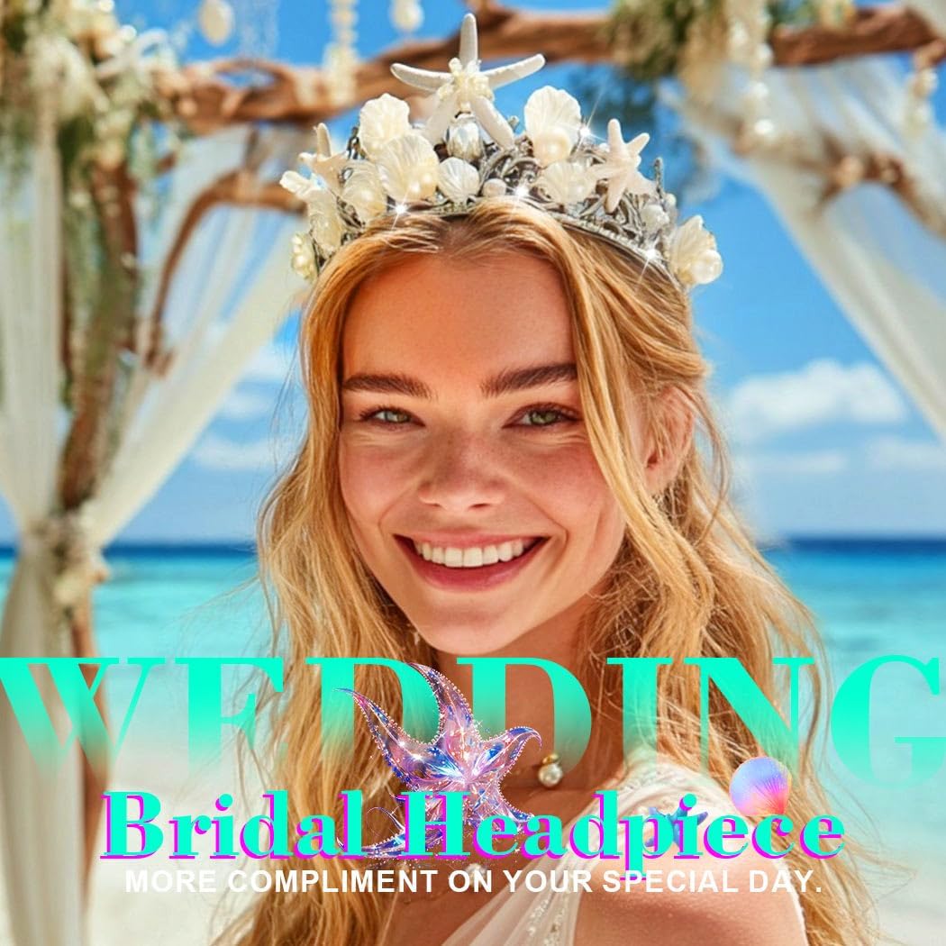 JAKAWIN Mermaid Crown Seashell Headband Starfish Costume Hair Accessories for Women - Image 4