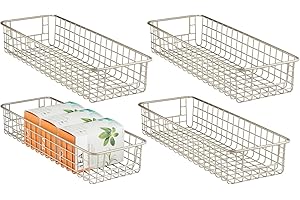 mdesign farmhouse decor metal wire food storage organizer bi