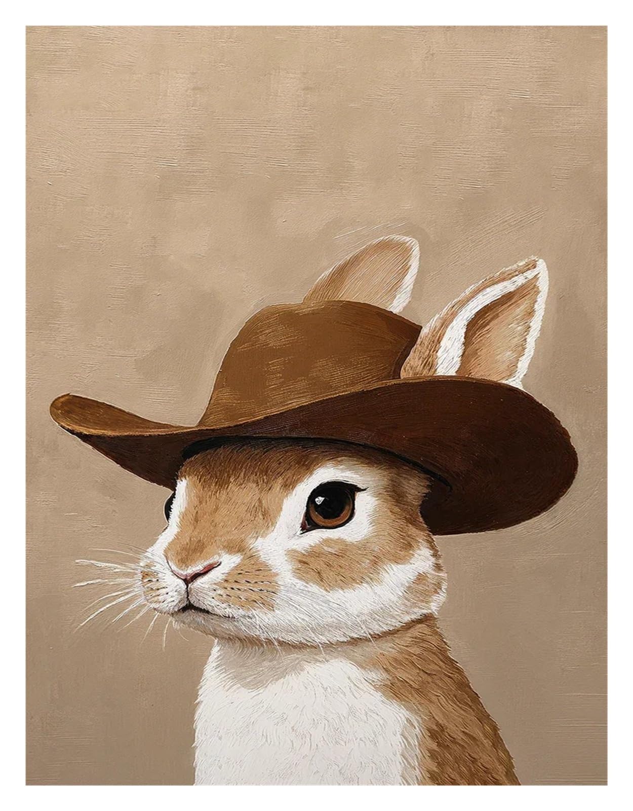 XENITE Wall Art Canvas Prints Brown Cowboy Hat Silly Cowboy Goose,western Nursery Art,neutral Boy Room Animal Art Wall Decoration Frameless Canvas Painting(C,40X50cm)