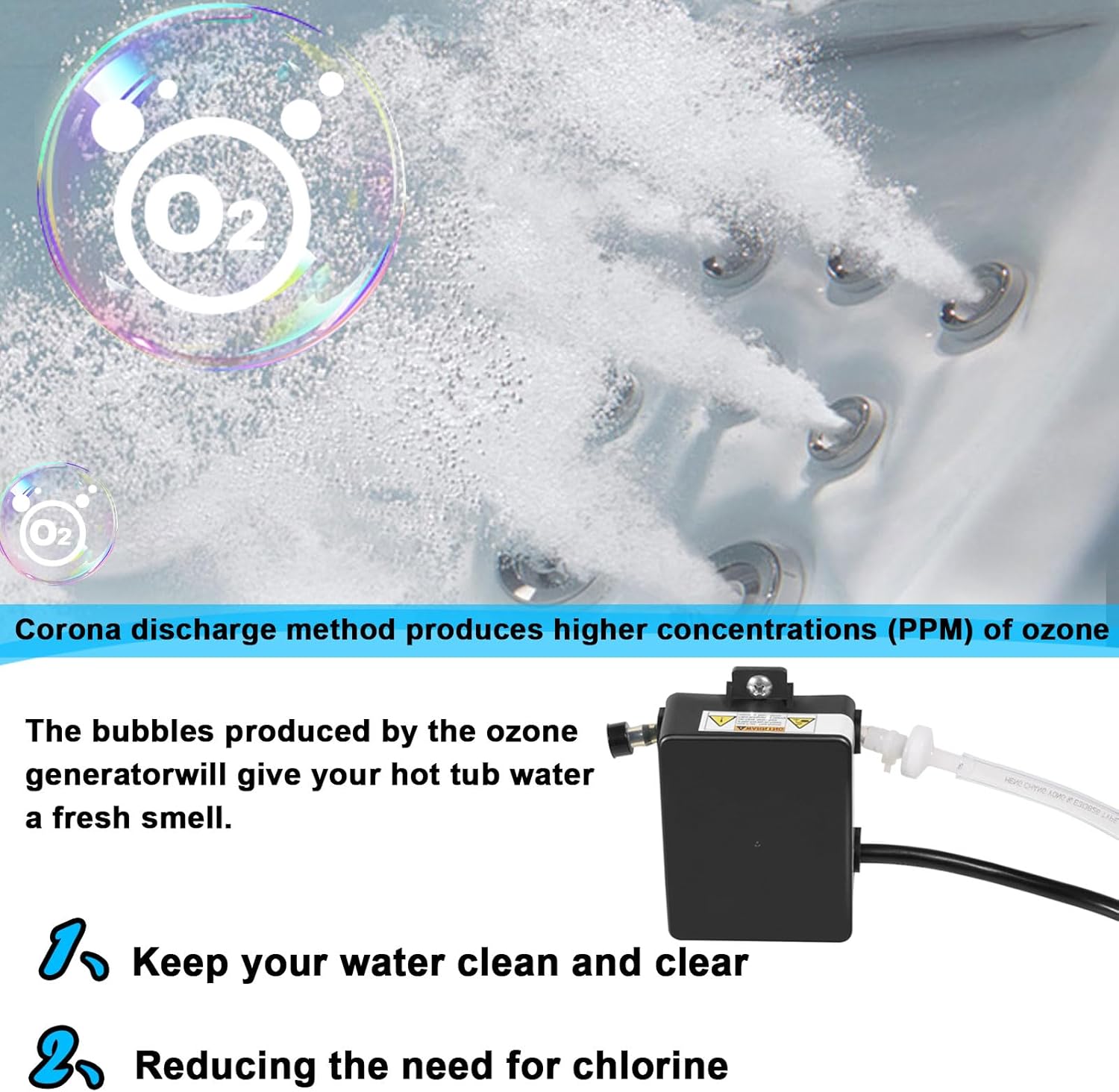 72602 Ozone Generator Replacement for Watkins Freshwater III Hot Tub Spa Ozonator Unit Fits for Hot Spring Highlife/Tiger River/Solana/Limelight Models