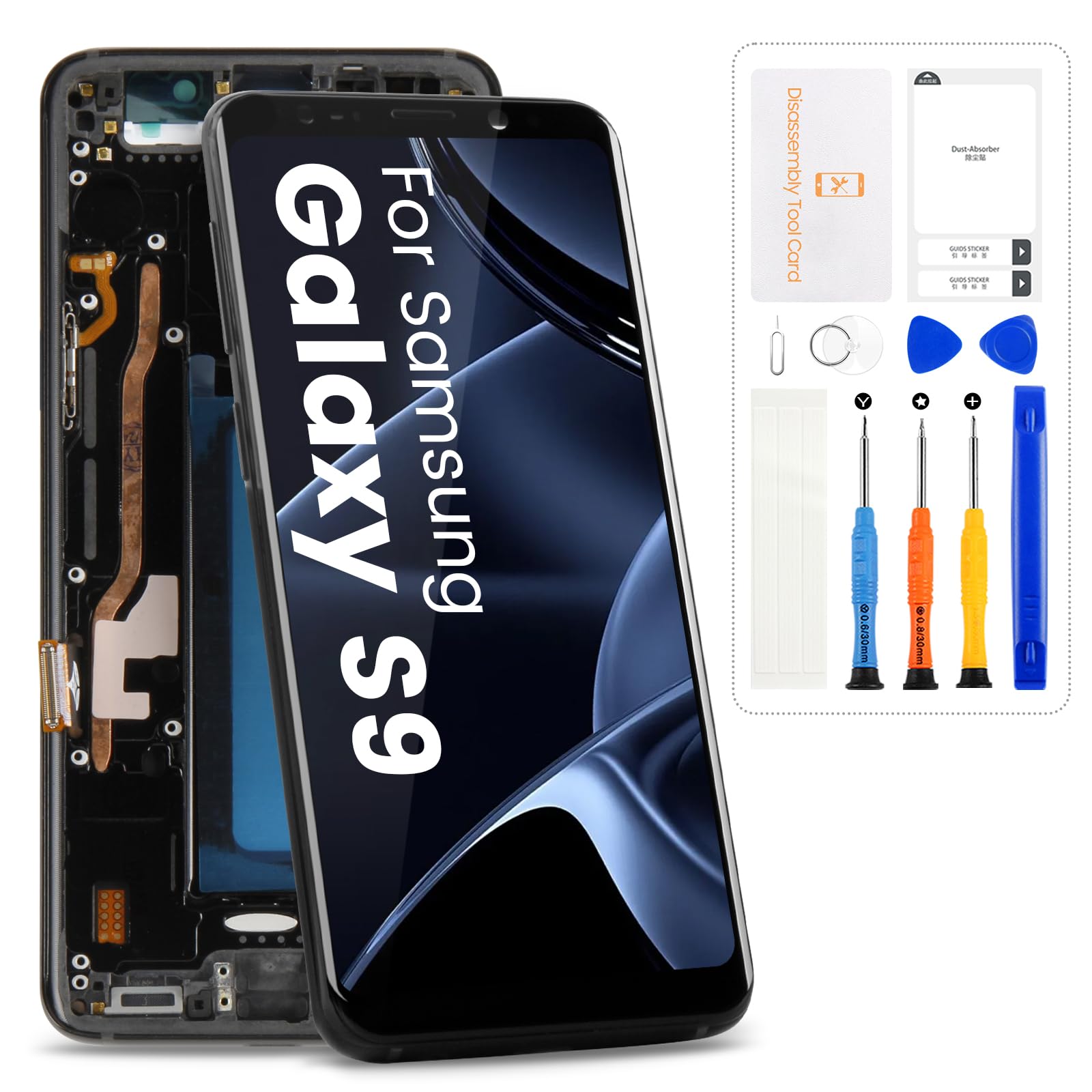 Screen Replacement for Samsung Galaxy S9 LCD with Frame for Galaxy S9 Display Touch Screen Assembly G960U G960W with Repair Tools(No Fingerprint,Incell)