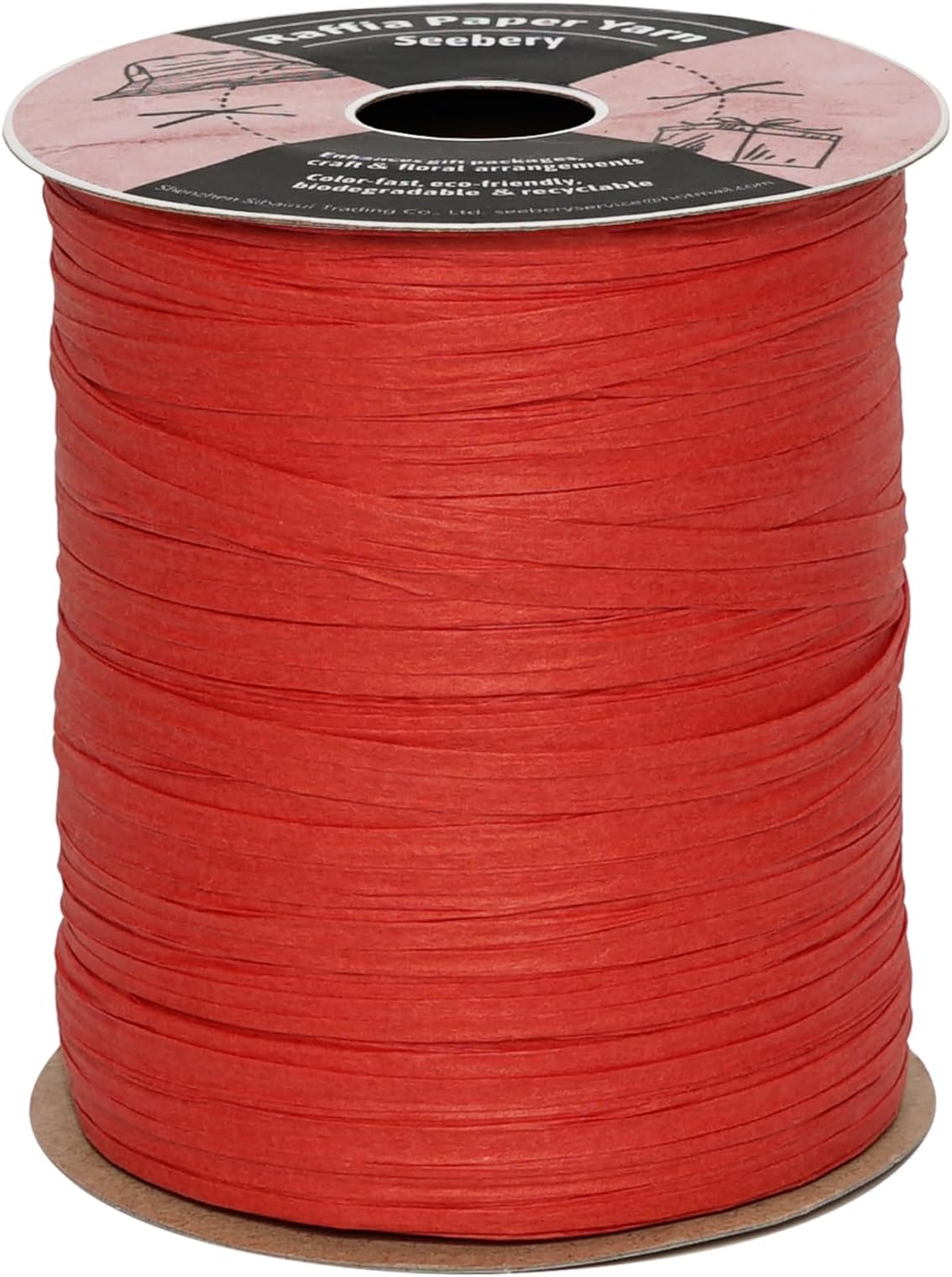 Raffia Ribbon for Crafts - Raffia Yarn Grass Twine for Gift Wrapping, DIY Decoration & More | Matte String Paper Rope for Crochet - 1/4'' Wide, 100 Yards, Red