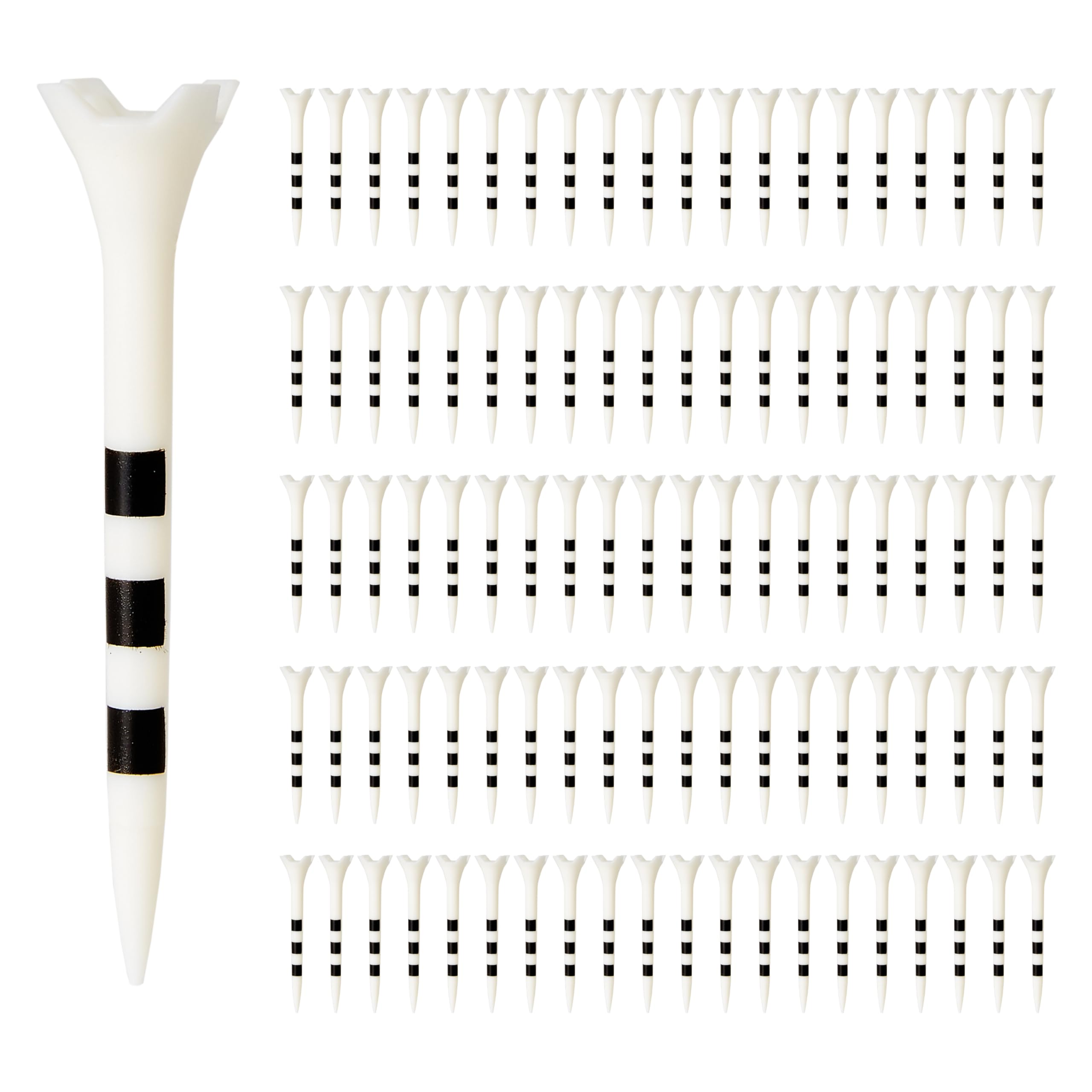 Amazon Basics Golf Tees with Height Marker System- Recycled Plastic Tees with 4-Prong Head - Golf Course Accessories - White - 100 Pack - 1