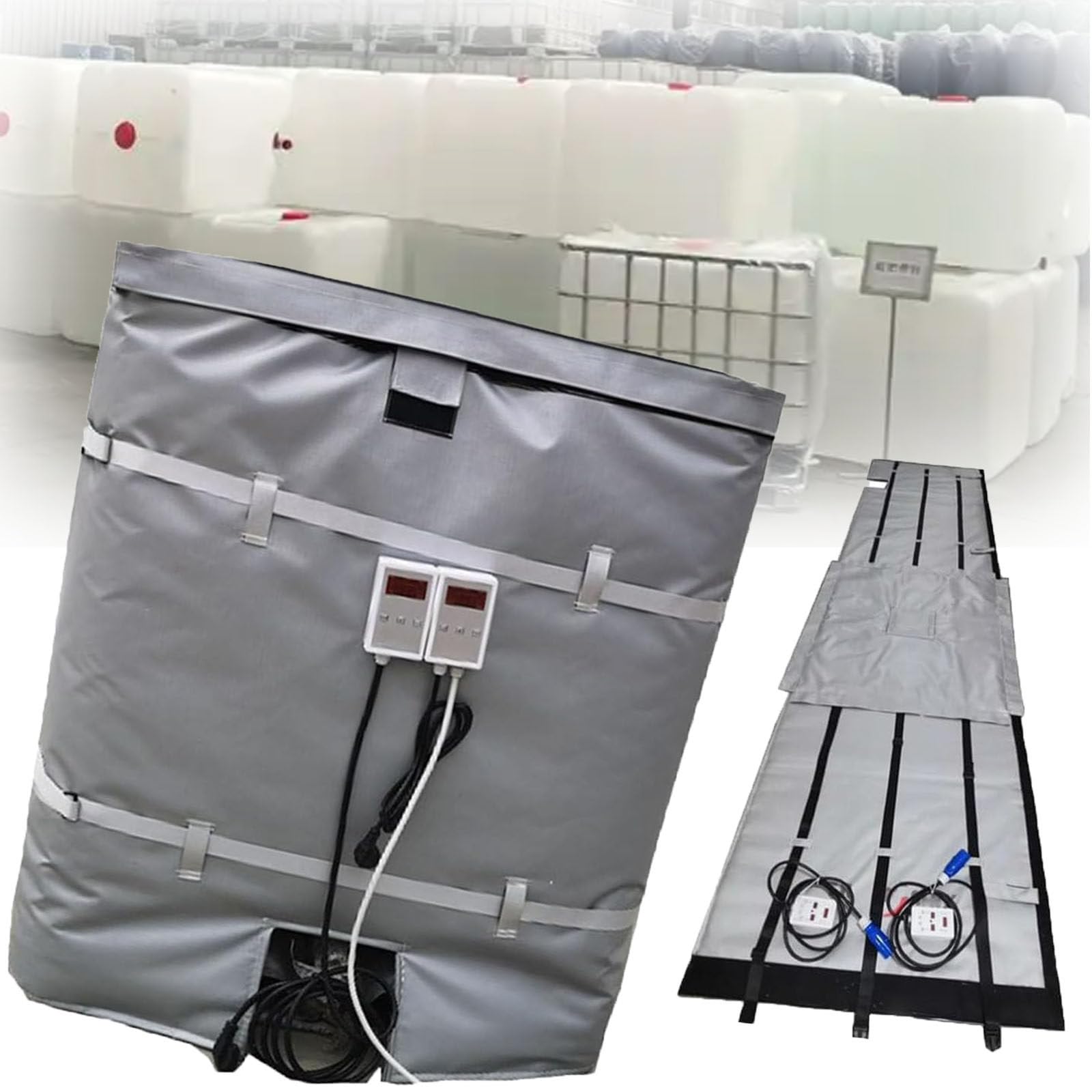 Ylpddmm Grey 55 Gallon/275 Gallon Full Cover Ibc Tote/Tank Heater Blanket -275Gal/1000L
