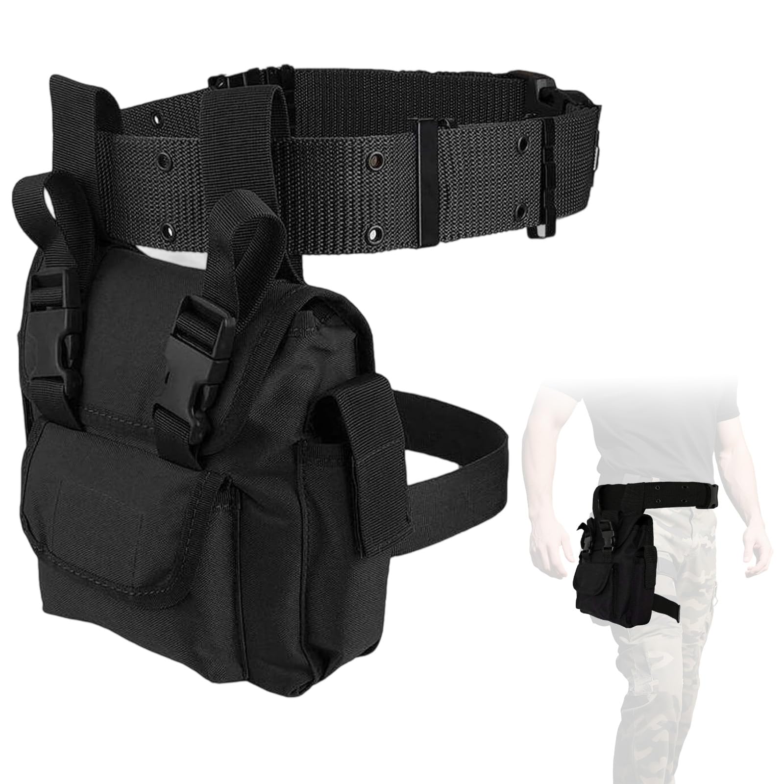 Sonhomay Tactical Leg Bag Thigh Bag with Leg Strap Tactical Drop Legs Bags Camera Tool Pouch Motorcycle Large Capacity Mens Waist Legs Bags for Camping Hiking Hunting Biking