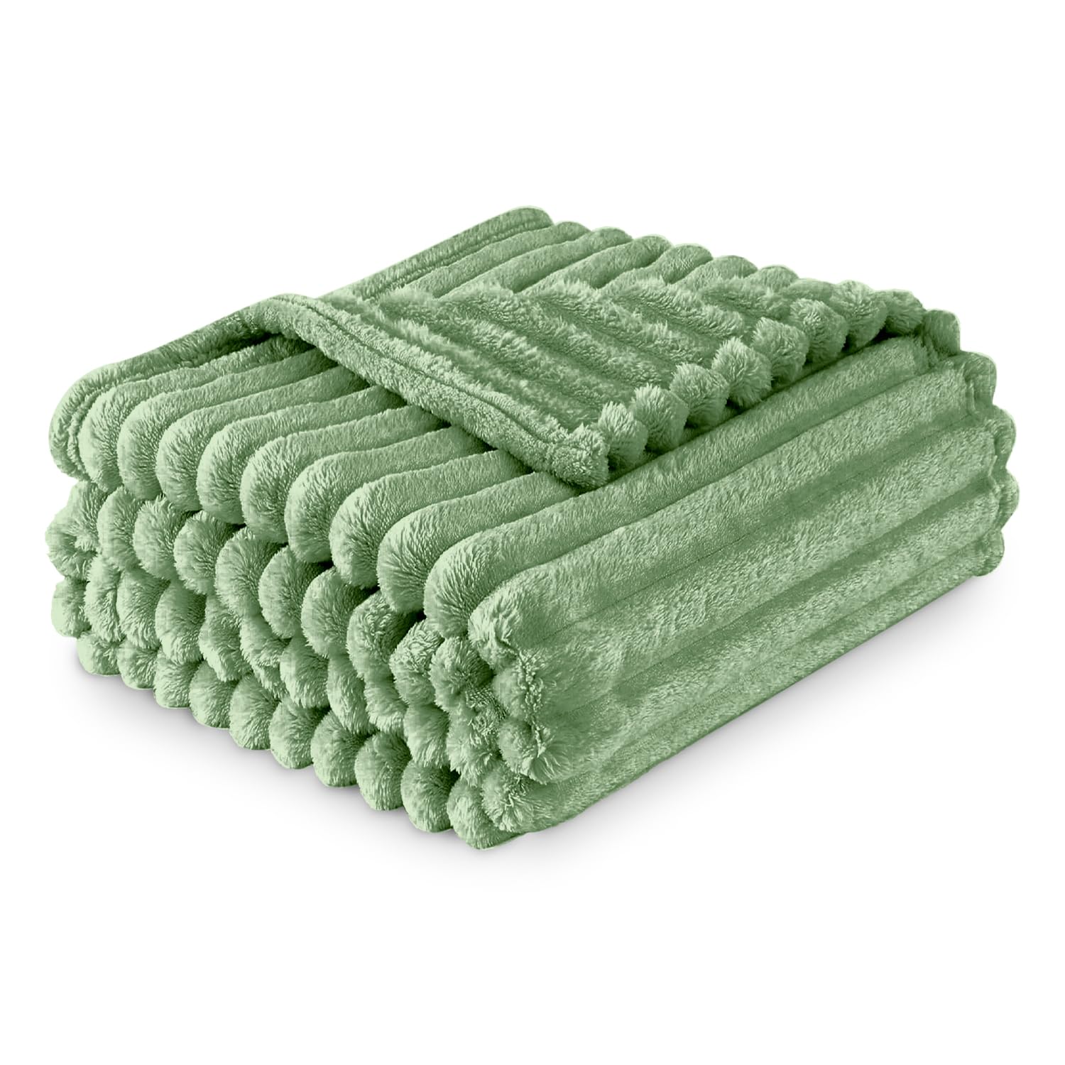 GC GAVENO CAVAILIA Sherpa Fleece Blanket Throw, Thermal Warm & Cosy Fluffy Throws For Sofa Large Bed Couch, Thick Blanket Ribbed Fur Throw 150 x 200 Cm, Green — image 1