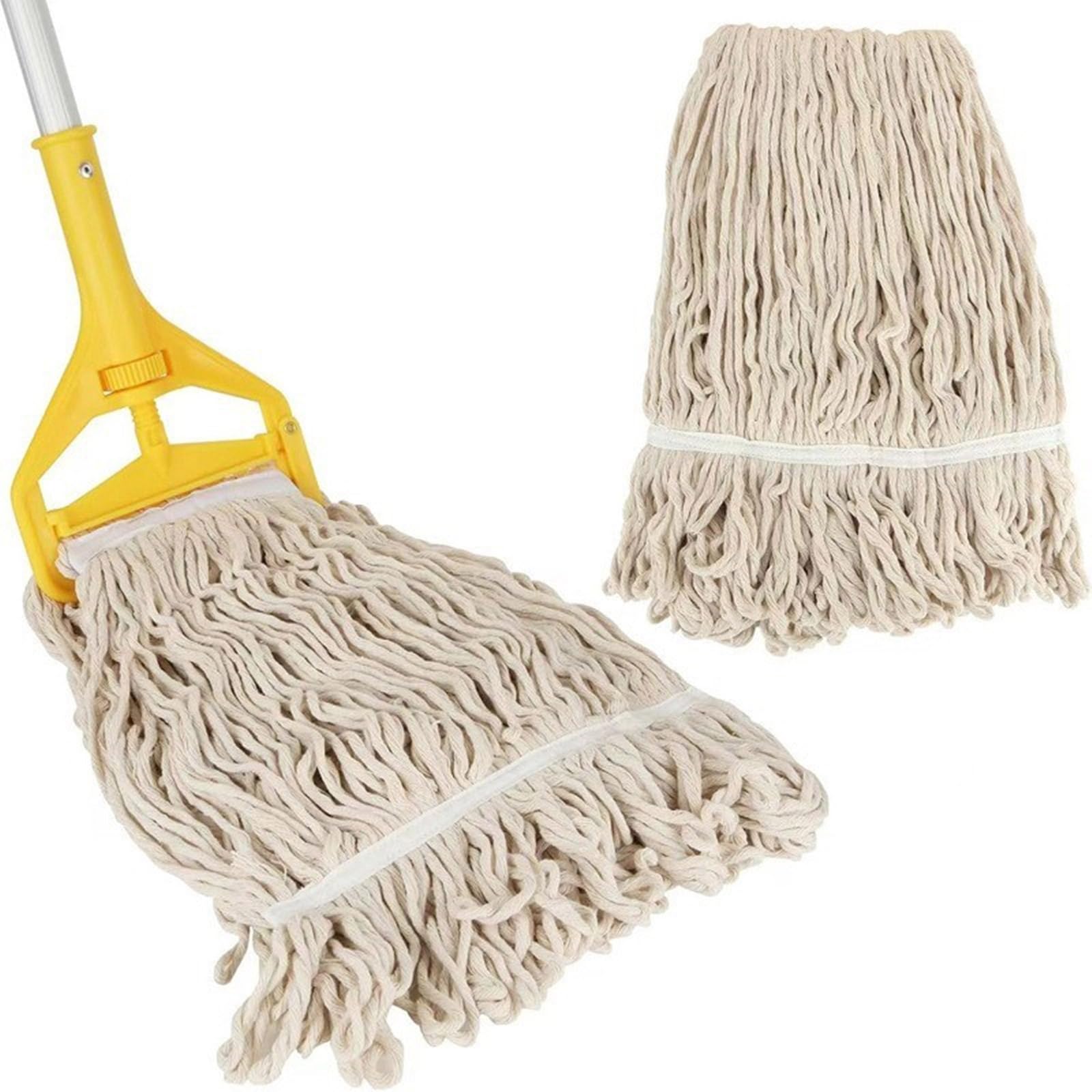 De 4 cabezales de repuesto para fregona de hilo de algodón de resistencia para encerado y pulido de pisos de madera con diseño de fácil instalación Recambios de fregona doméstica para encerar