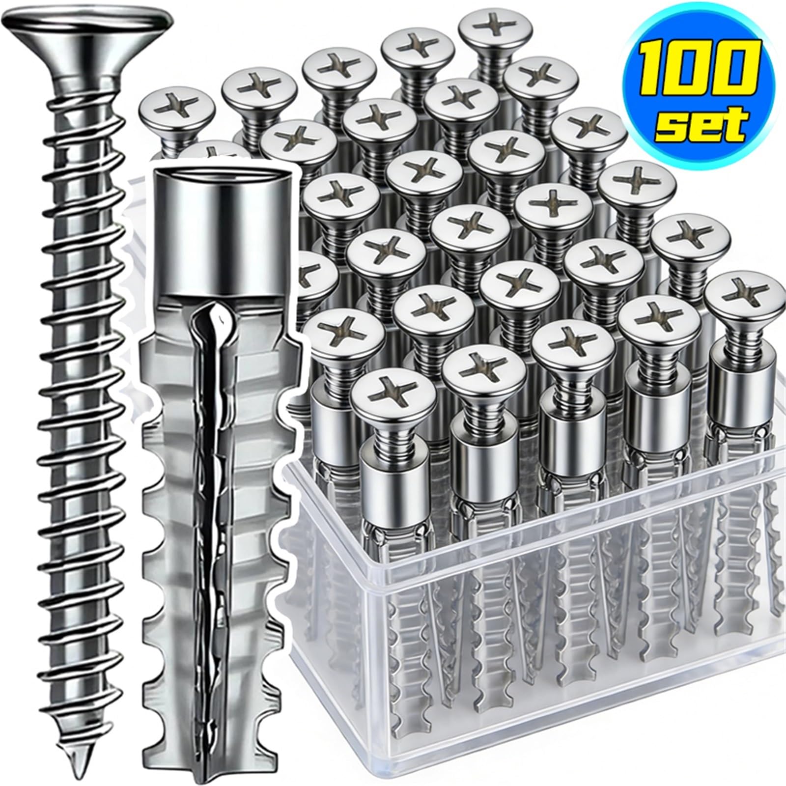 Pernos De Expansión Tubos de expansión metal Anclajes for paneles yeso Kit pernos Tornillos autorroscantes dentados Sujeciones fijación(Mixed- 40 Sets)