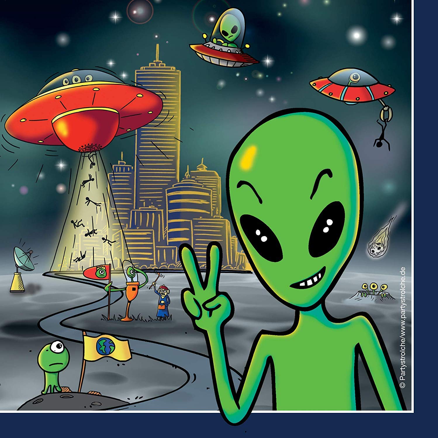 Weltraum-Wimpelkette Für Kindergeburtstag – 3,5 M Lang, Doppelseitig Bedruckt | Alien, UFO, Planeten, Space-Motiv