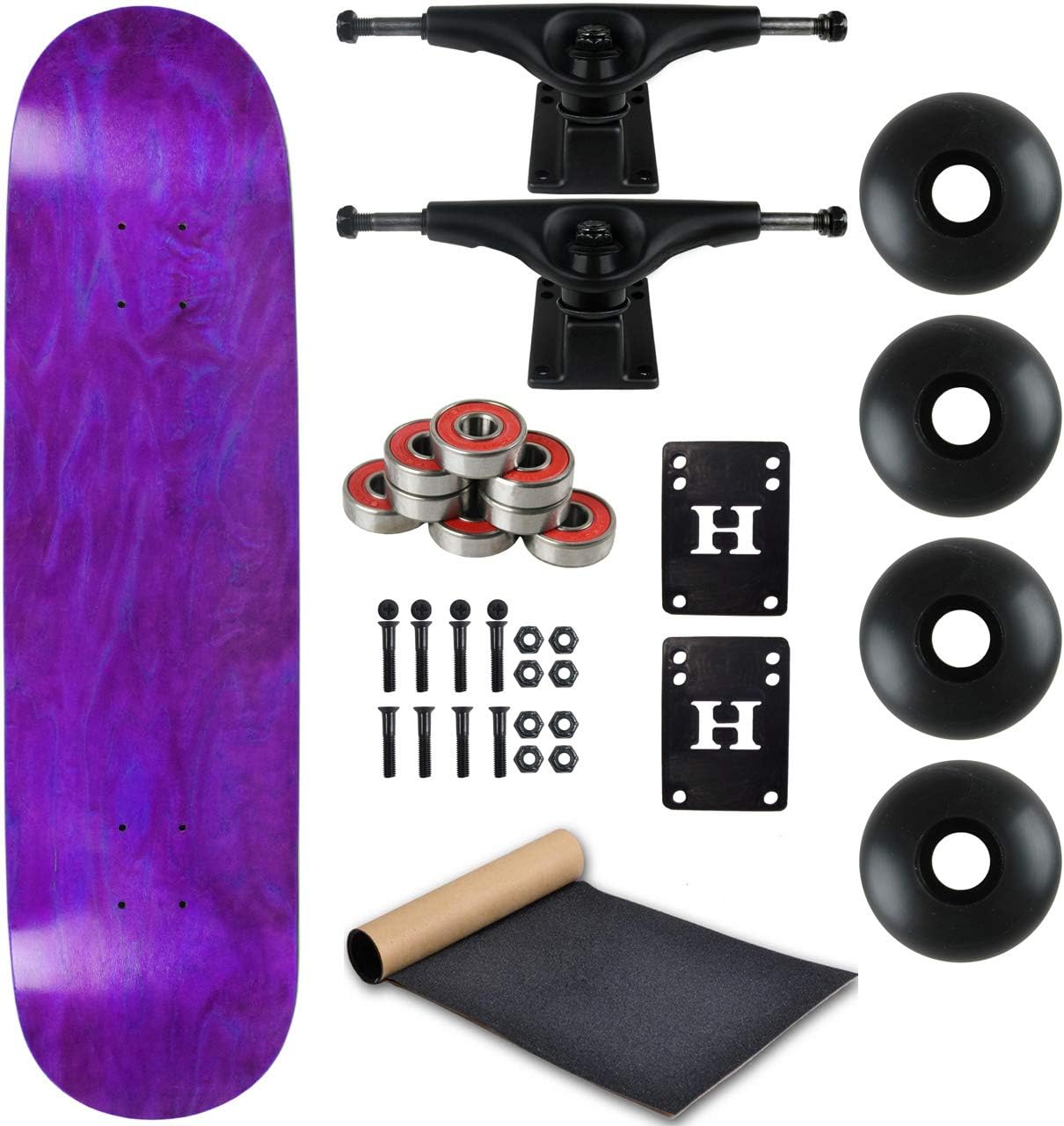 Moose Complete Skateboard Stain Purple 7.75" with Black Trucks and Black Wheels