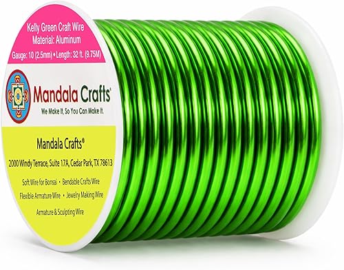 Vista 227 de Mandala Crafts - Alambre de aluminio anodizado de calibre 10 para manualidades de joyería - 32 pies de alambre flexible de cobre coloreado - Doble
