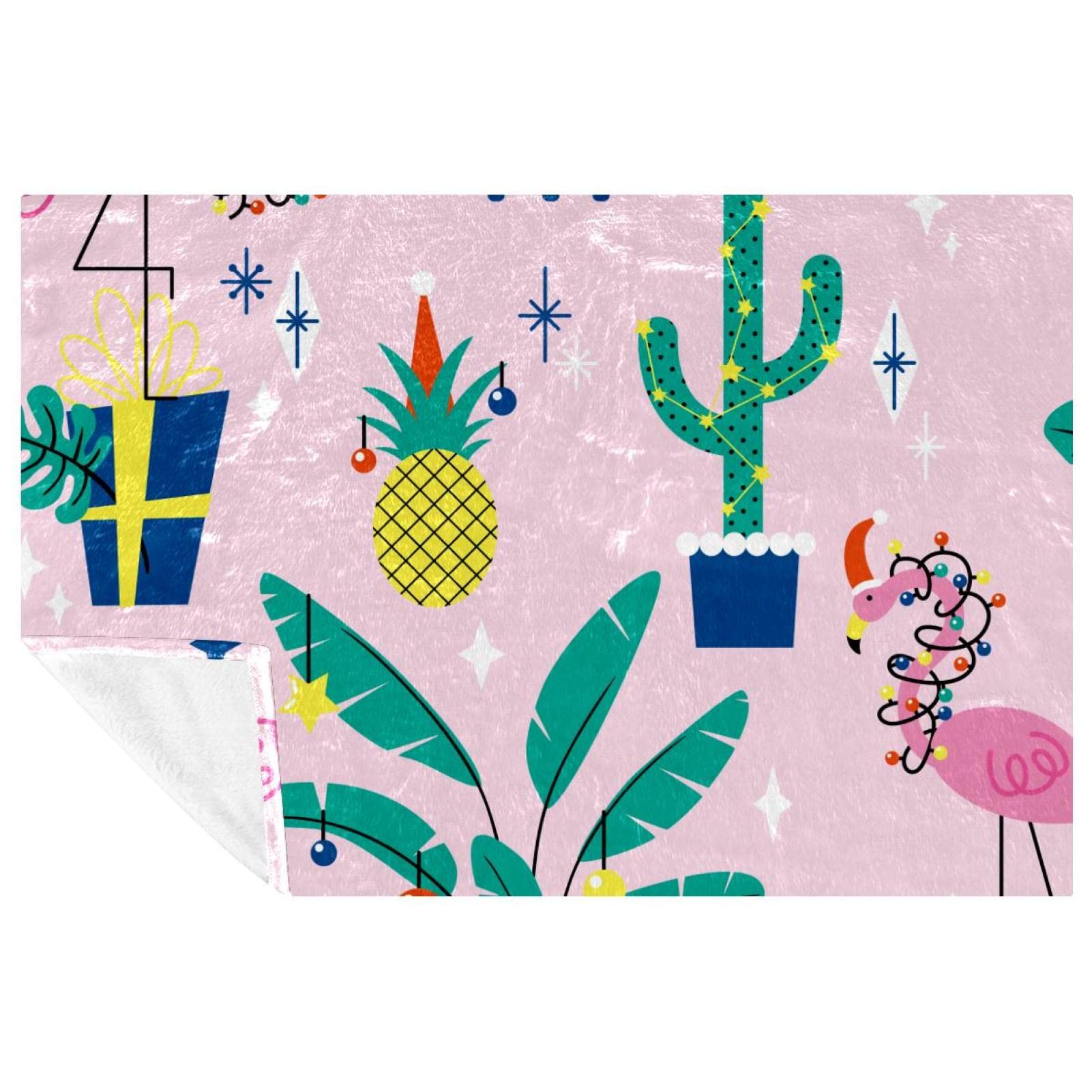 Couverture douce cactus et ananas 150x100 cm de qualité