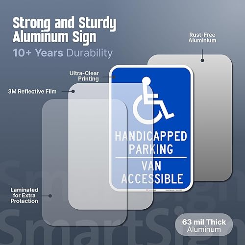 Miniatura 2 de SmartSign Letrero con texto en inglés "Aparcamiento para discapacitados - Accesible para furgonetas" de 18 x 12 pulgadas, aluminio de 63 mil,