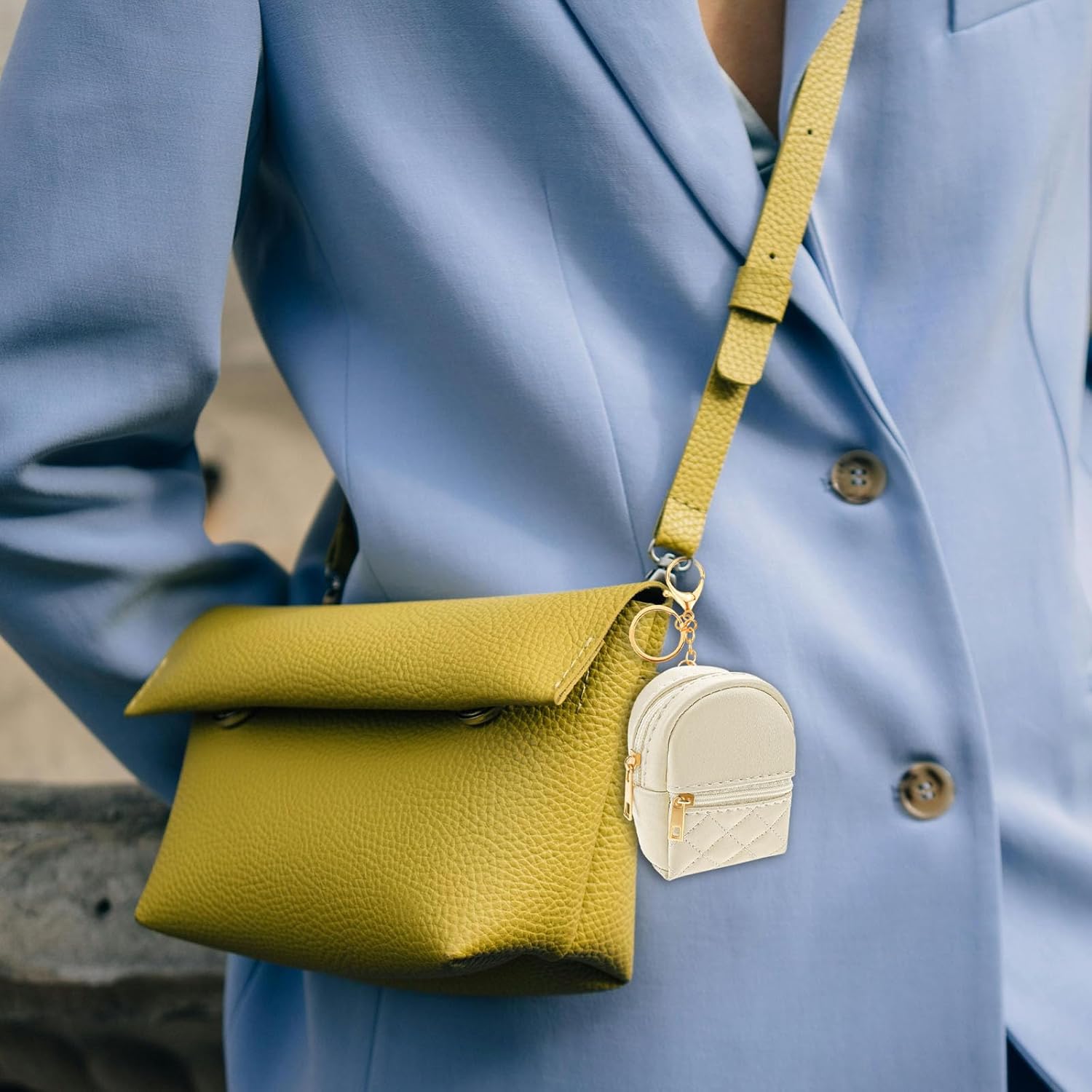 4 Pcs Mini Backpack Cosmetic Bag Keychain PU Leather Lipstick Holder Cute Case Coin Purse Wallet Card Holder Data Cable Organizer Zipper Pouch Portable Travel Storage Bag for Women, Multicolor - Image 5