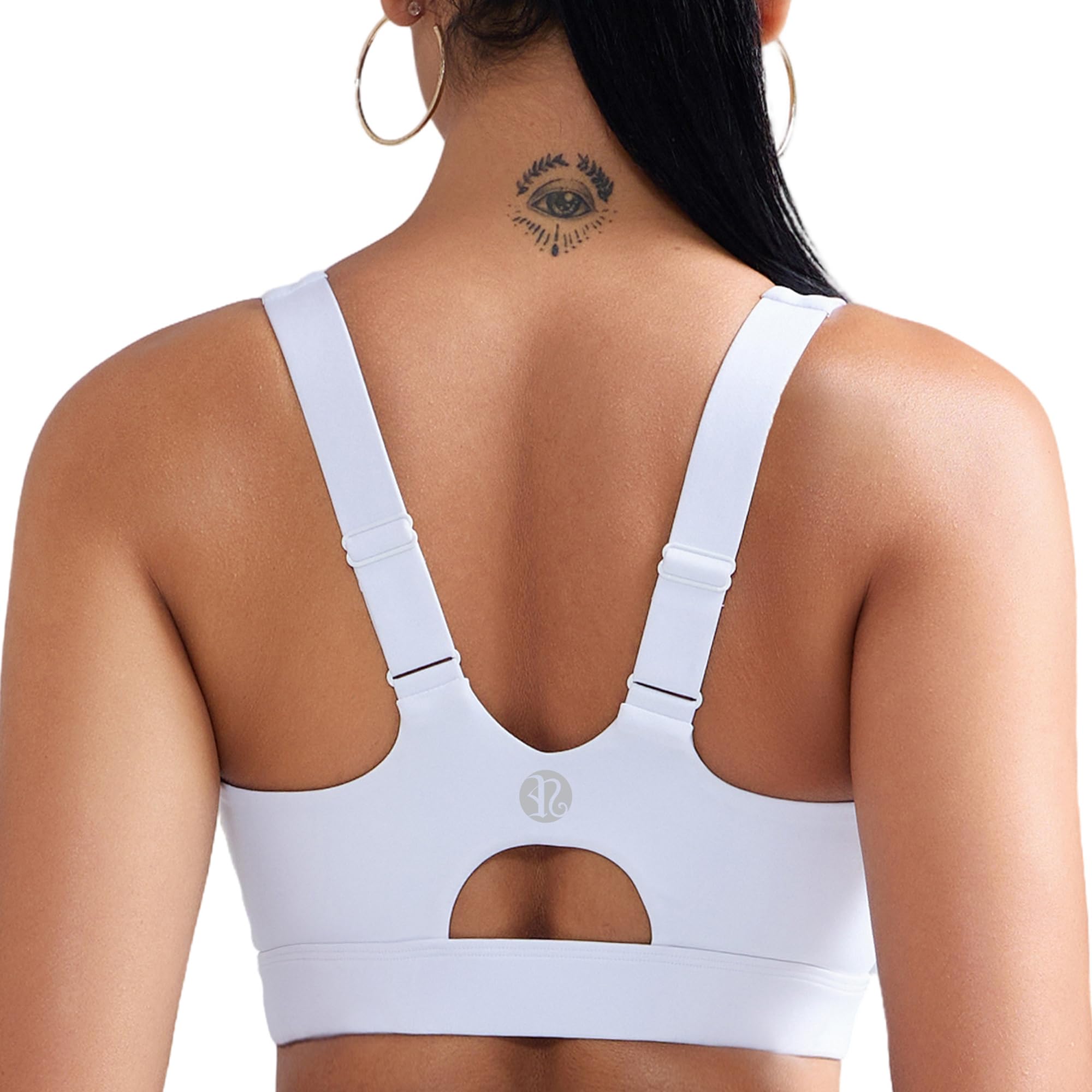 RUNNING GIRL Sports Bras for Women High Support,Adjustable White Sports Bra with Molded Cup Workout Bra(WX3109_White_XL)
