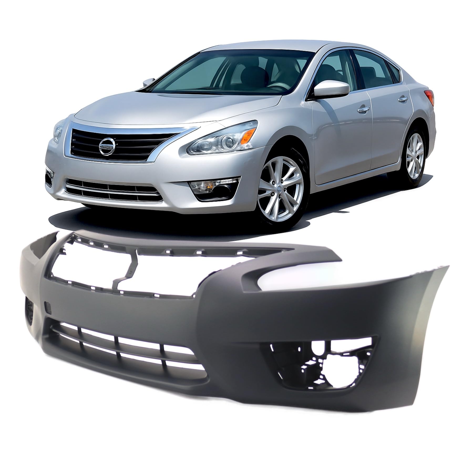 FitParts Compatible with Front Bumper Cover Fascia 2013 2014 2015 Nissan Altima SL S SV 13-15. New Primed With Fog Light Holes. NI1000285 620223TA0H