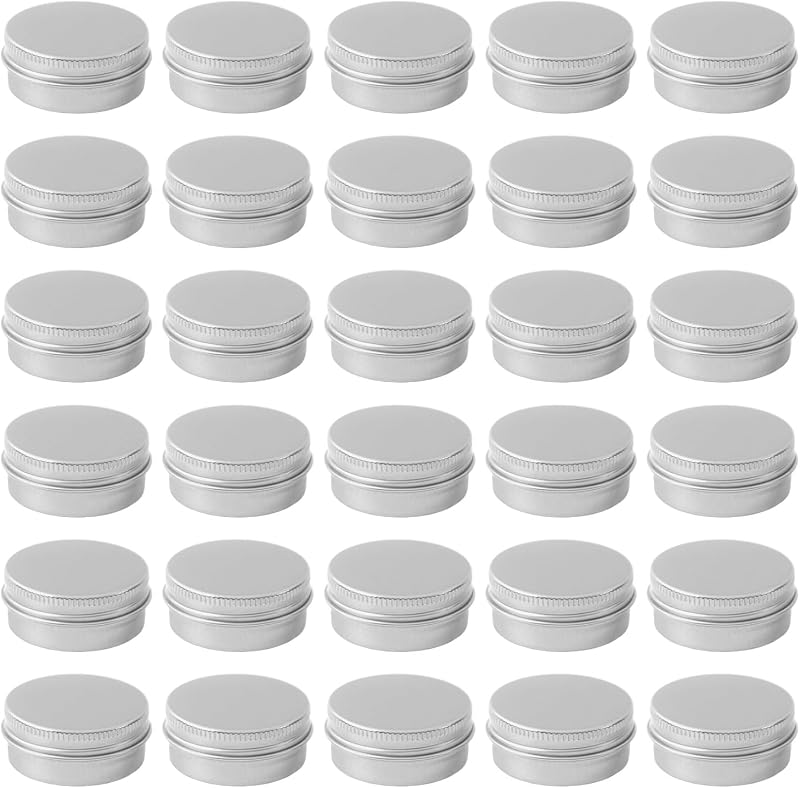 ASUNFO Frascos de Alumínio com Tampa Rosqueável Prateados, 15 mL, Pacote com 30