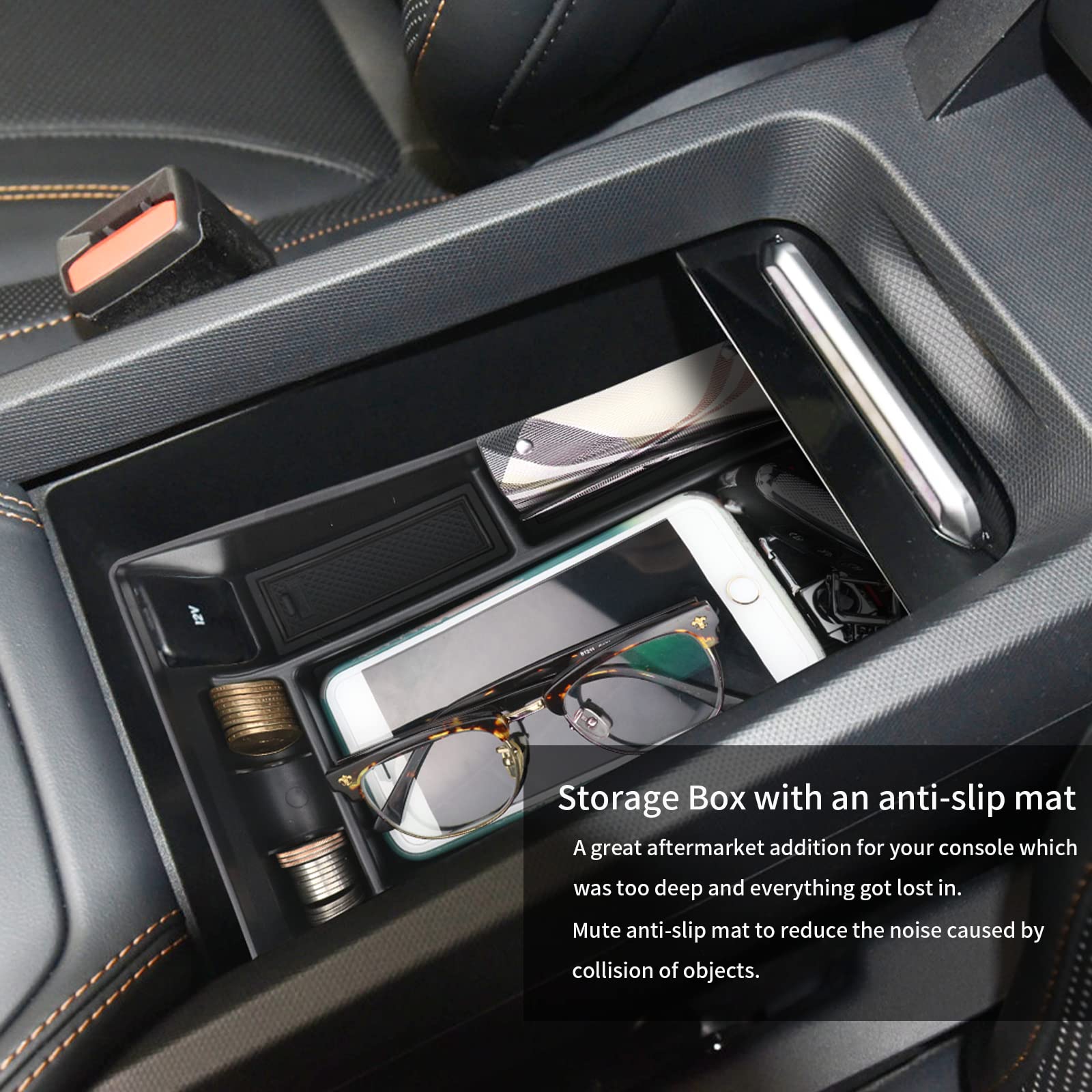 Organizer Console Per Ford Mustang Mach-E 2021-2024 - Portaoggetti Con Base Antiscivolo, Colore Rosso - Foto 9