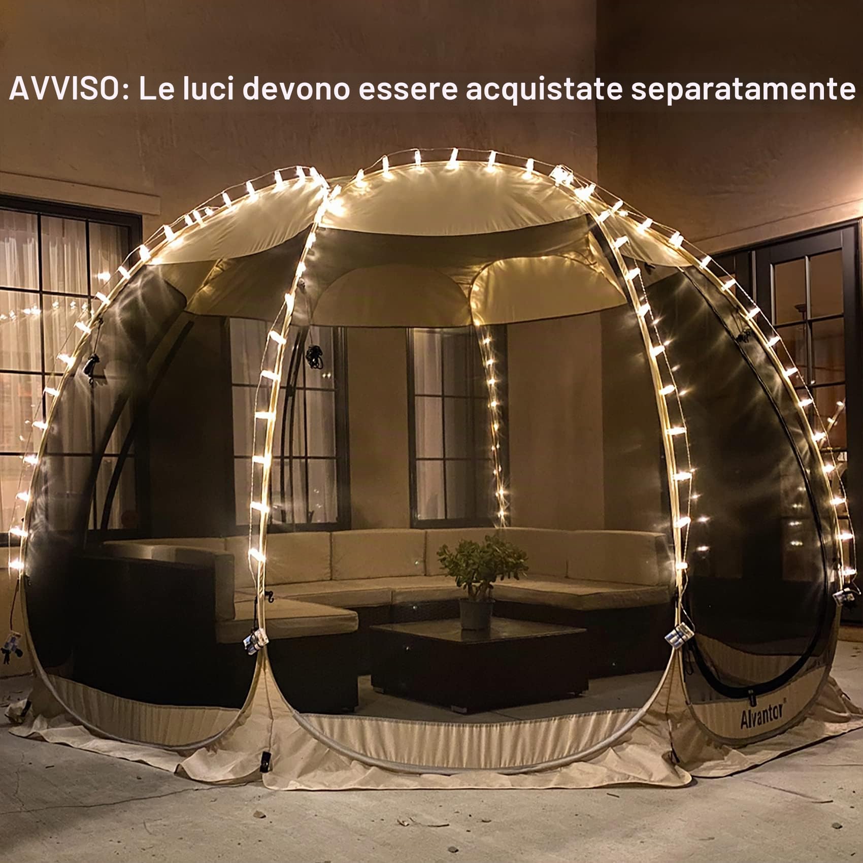 Alvantor - Tenda gazebo per 6-10-15 persone, tenda a baldacchino con zanzariera, protezione solare istantanea, resistente ai raggi UV, per giardino, patio, cortile