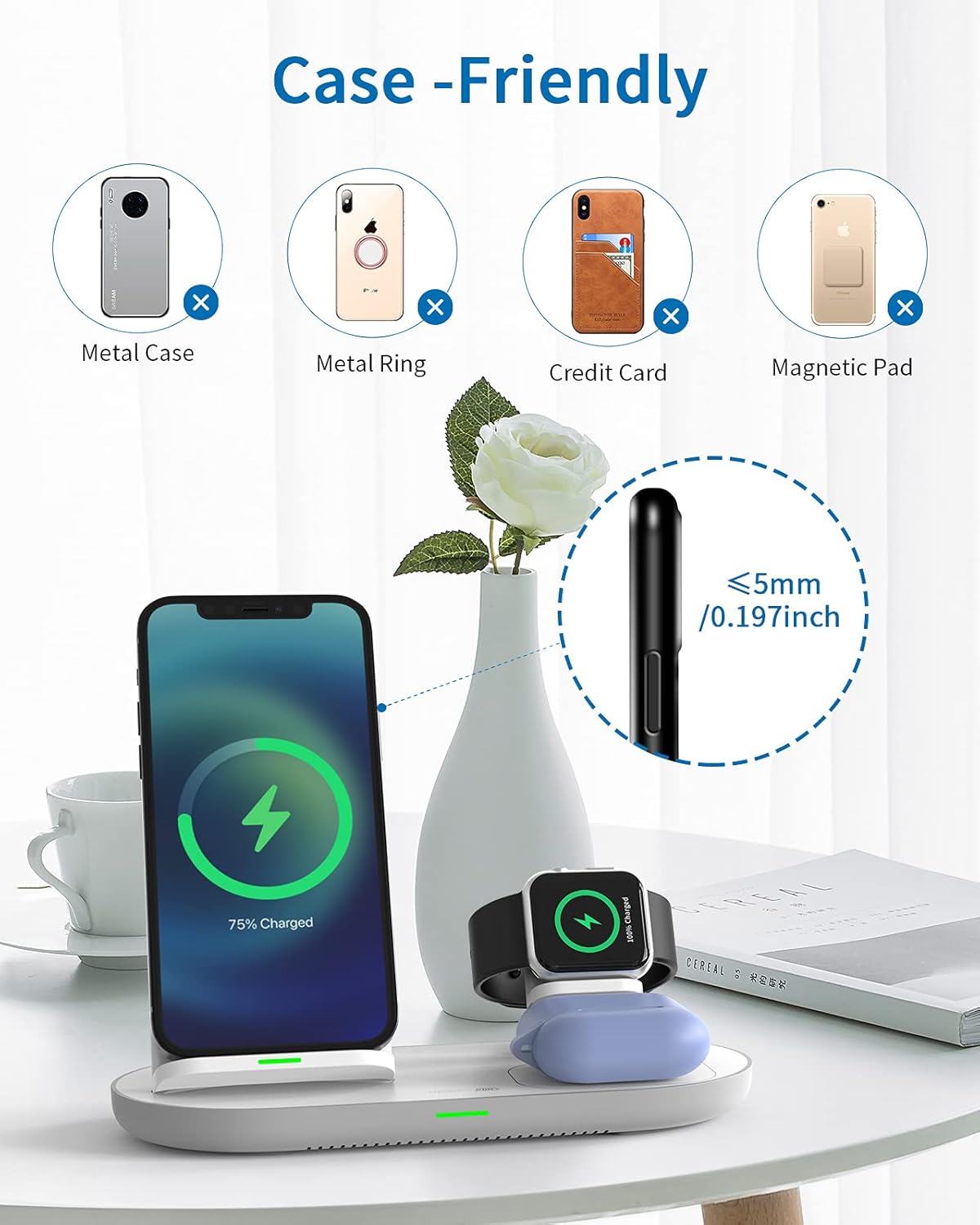 🔥 Flаѕh Sаlе NTONPOWER 3 IN 1 Wireless Charging Station for Apple Product, Wireless Charging Pad for Apple Watch, Airpods Pro/2, Wireless Charger Stand for iPhone 12/12 Pro/12 Pro Max/SE2(No Included iWatch Cable)
