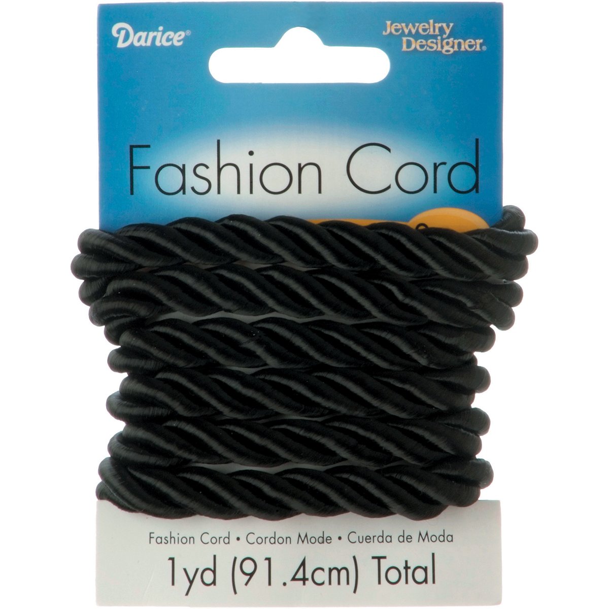 Cordon polyester torsadé 8mm x 1yd noir pour loisirs créatifs