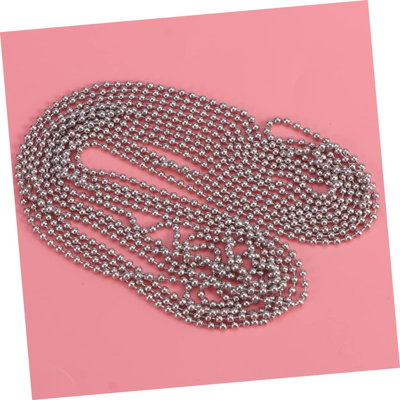 FIXOSHEE Stainless Steel Ball Chain with 10 Connectors 3 Meter Length Sturdy Bead Chain for Ceiling Fans and Light Pulls Silver Color