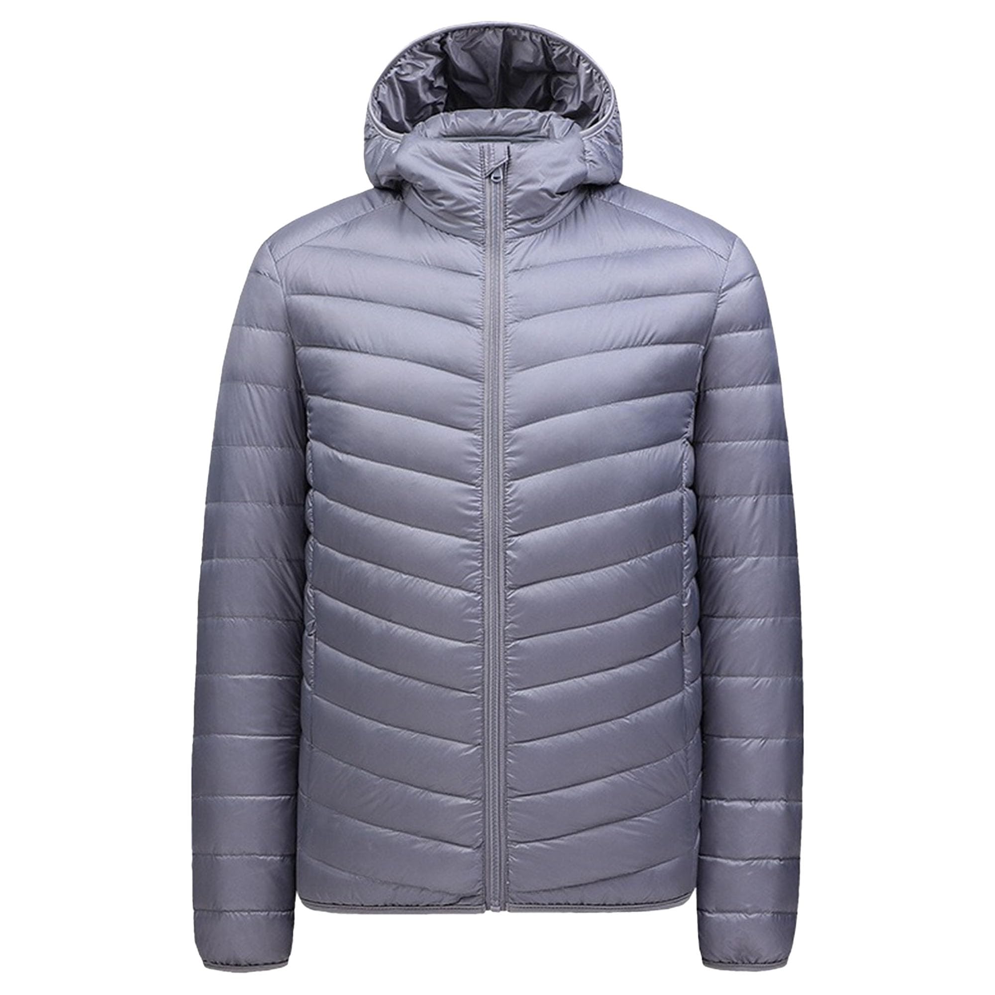 Giacca invernale da uomo con zip integrale, ripiegabile, con cappuccio, calda giacca trapuntata invernale da uomo casual