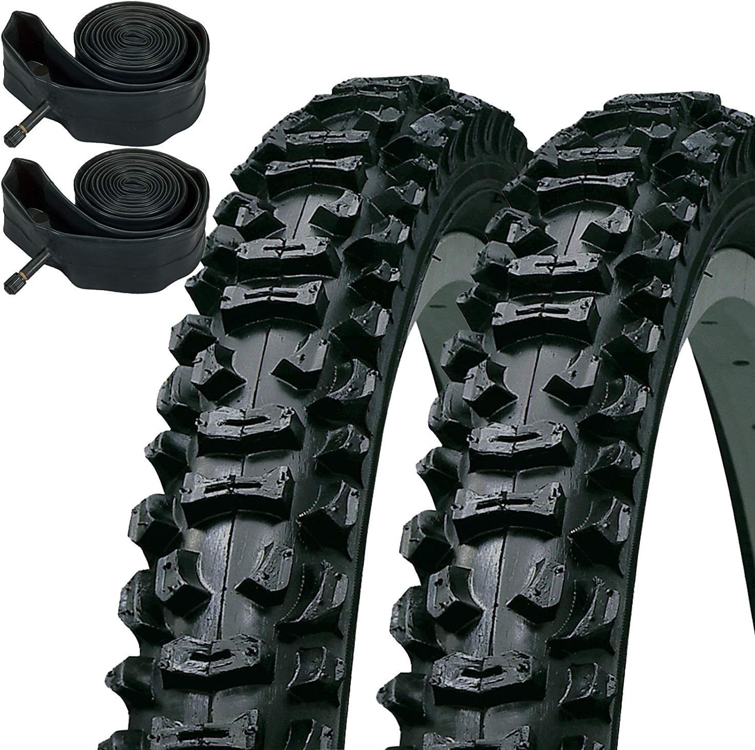 Kenda Smoke 26" x 1.95 Mountain Bike Knobbly Tyres & Schrader Inner Tubes (Pair)