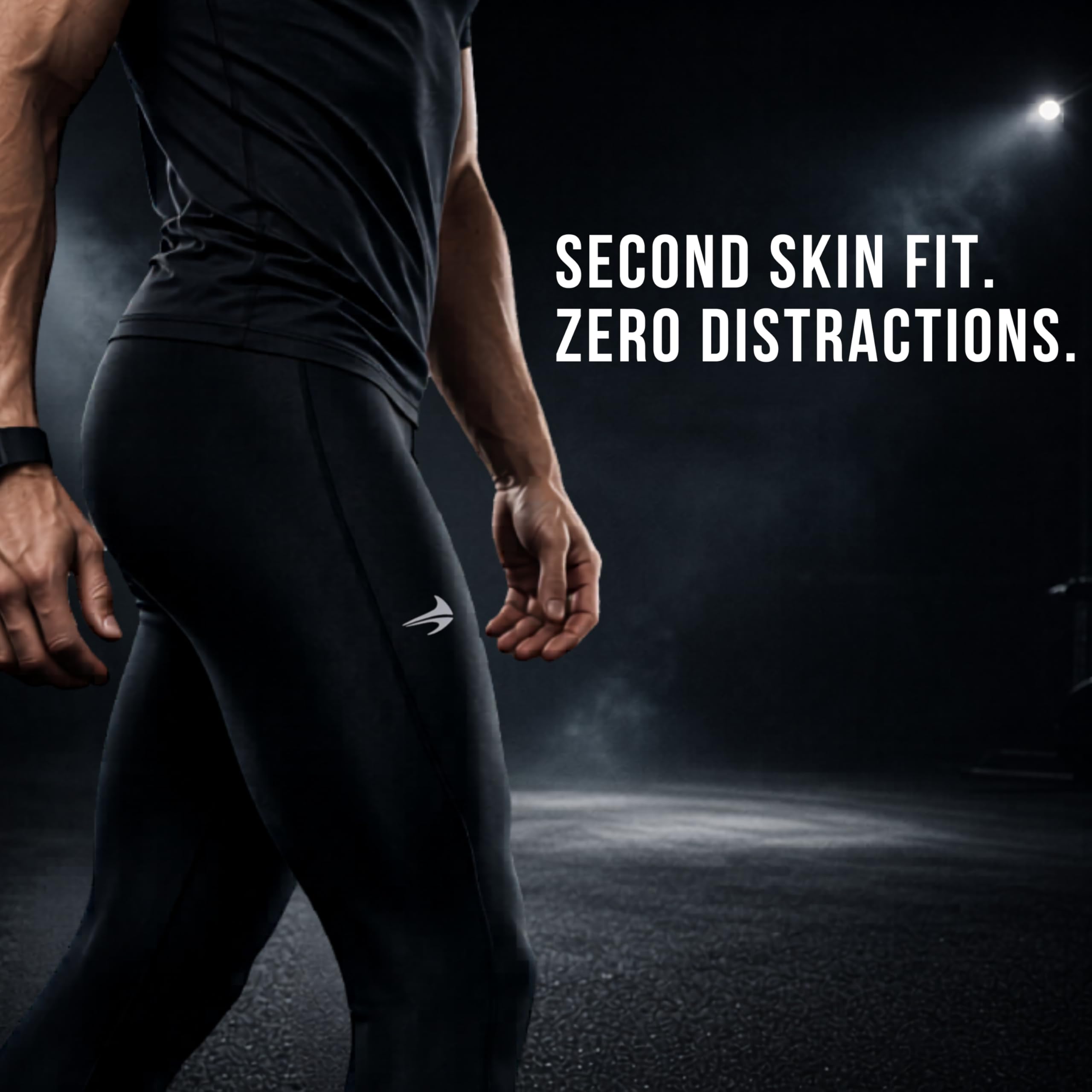 COMPRESSIONZ Męskie spodnie kompresyjne Performance Base Layer Running Tights Sportowe legginsy czarne