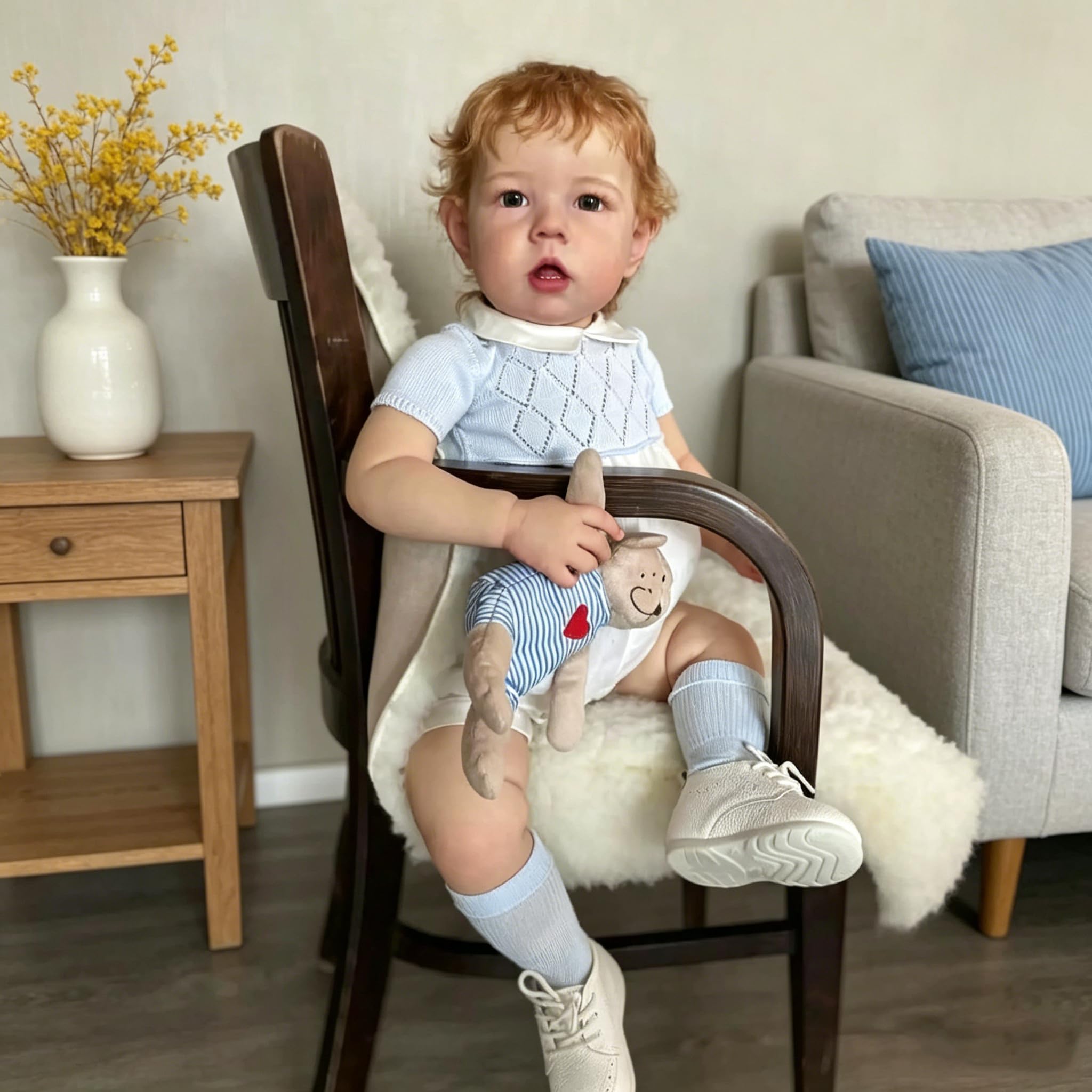 Große Reborn-Babypuppen mit Stoffkörper Liam 70cm Supercoole Puppen für Kleine Jungen,Realistische Neugeborenenpuppen Lebensechte Reborn-Kleinkindpuppen Spielzeug für Kinder