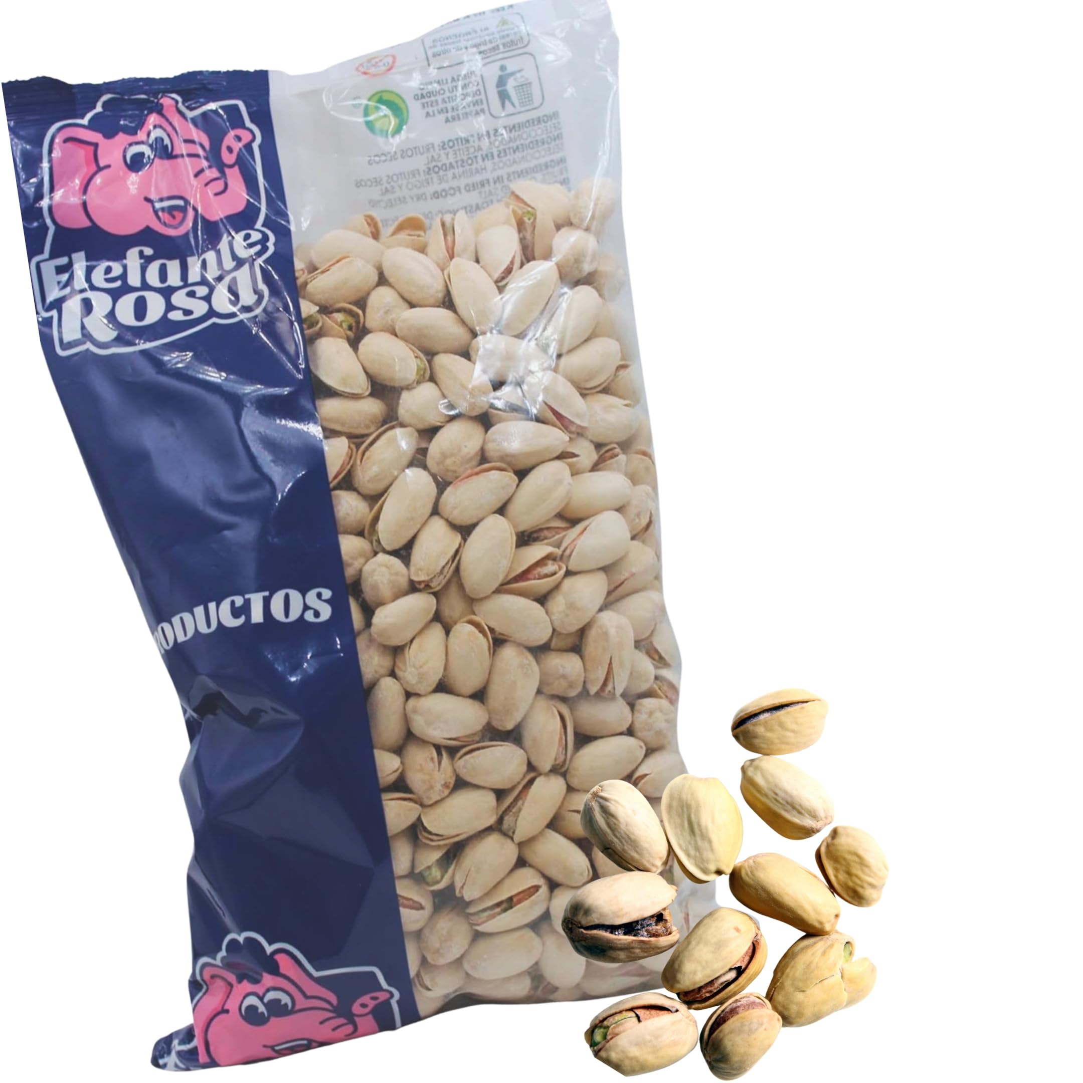 Pistachos Tostados con Sal Bolsa de 1 Kg - Elaborados por El Elefante Rosa Frutos Secos - Snack Saludable - Aperitivo Alto en Proteínas y Fibra - Ideal para Dietas Equilibradas - Pistachos Naturales