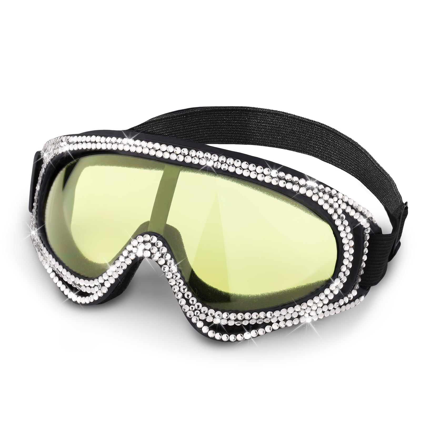 WOOFUU Pet Sunglasses for Dogs and Cats, UV Protection Glasses with Diamond Accents, Yellow-Reflective Lenses - Image 2