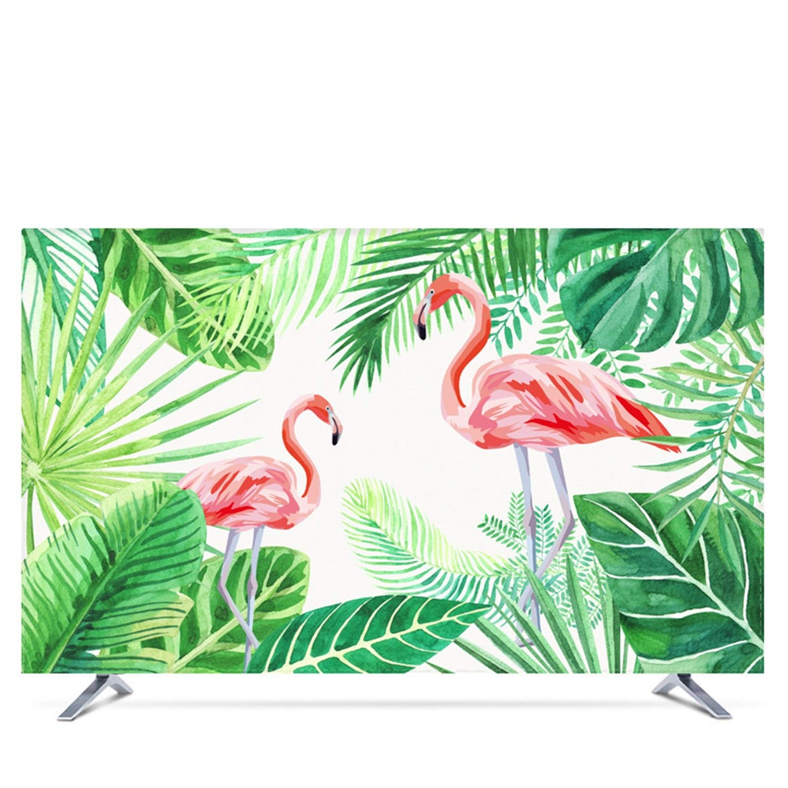 Custodia Copri TV Personalizzato 19" - 80" 22 Pollici 75 Pollici Decorativo Cappuccio Custodia for Schermo TV PC Foglie di Palma Flamingo Impermeabile Verde Copertura per TV