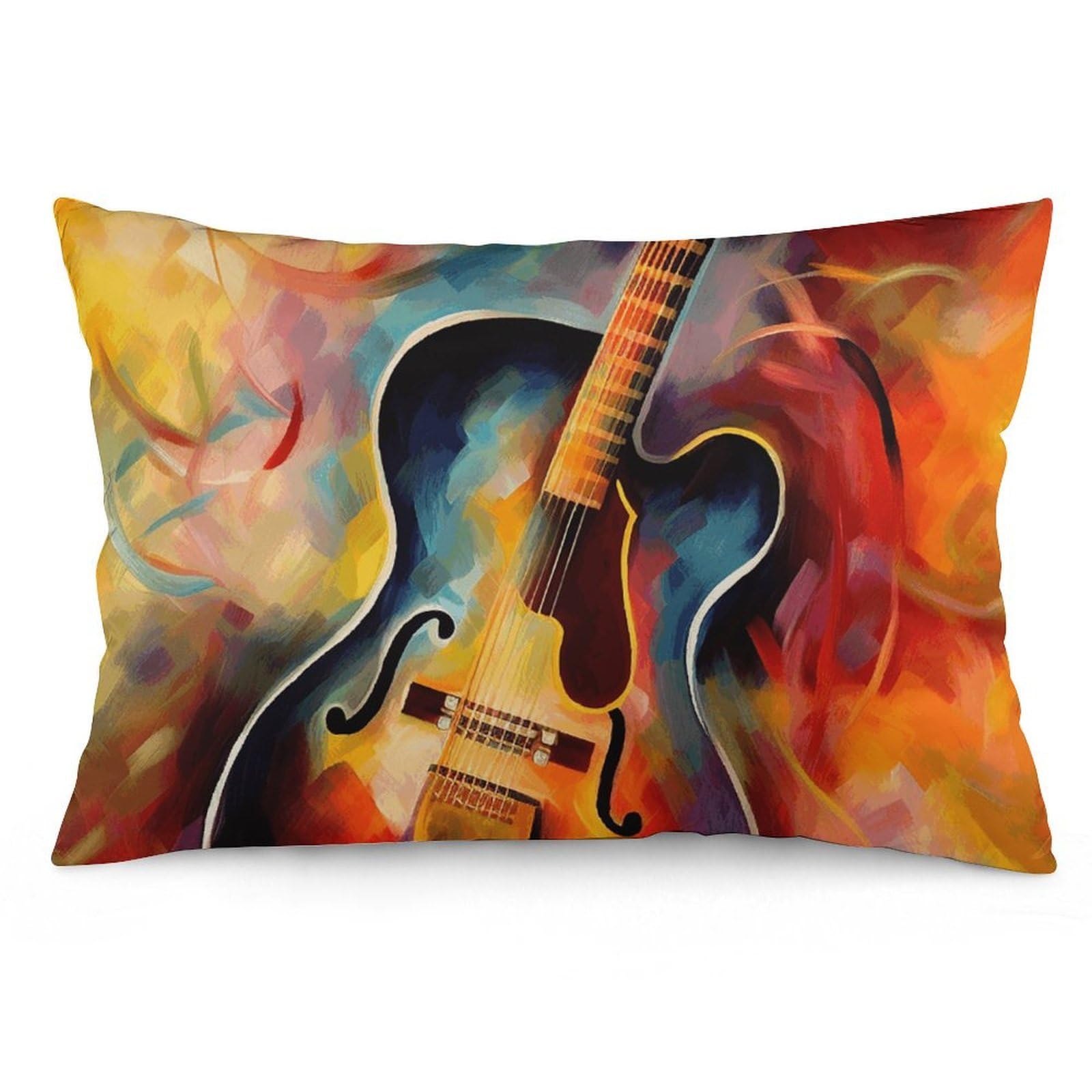 2 Pack Pillow Cases for Hair and Skin, Soft Breathable Pillow Case Covers with Hidden Zipper, Abstract Watercolor Guitar Pillowcase 20"x30" Pillow Covers for Sleeping Gift