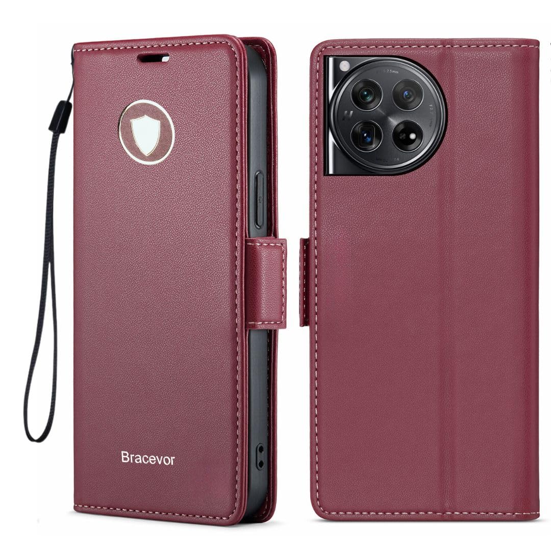 Bracevor Deluxe Leather Flip Cover case for Oneplus 12 : Red | PU Wallet Card Slots | Kickstand | 360 Degree Protection (B0DBVN2ZML) Amazon Price History, Amazon Price Tracker
