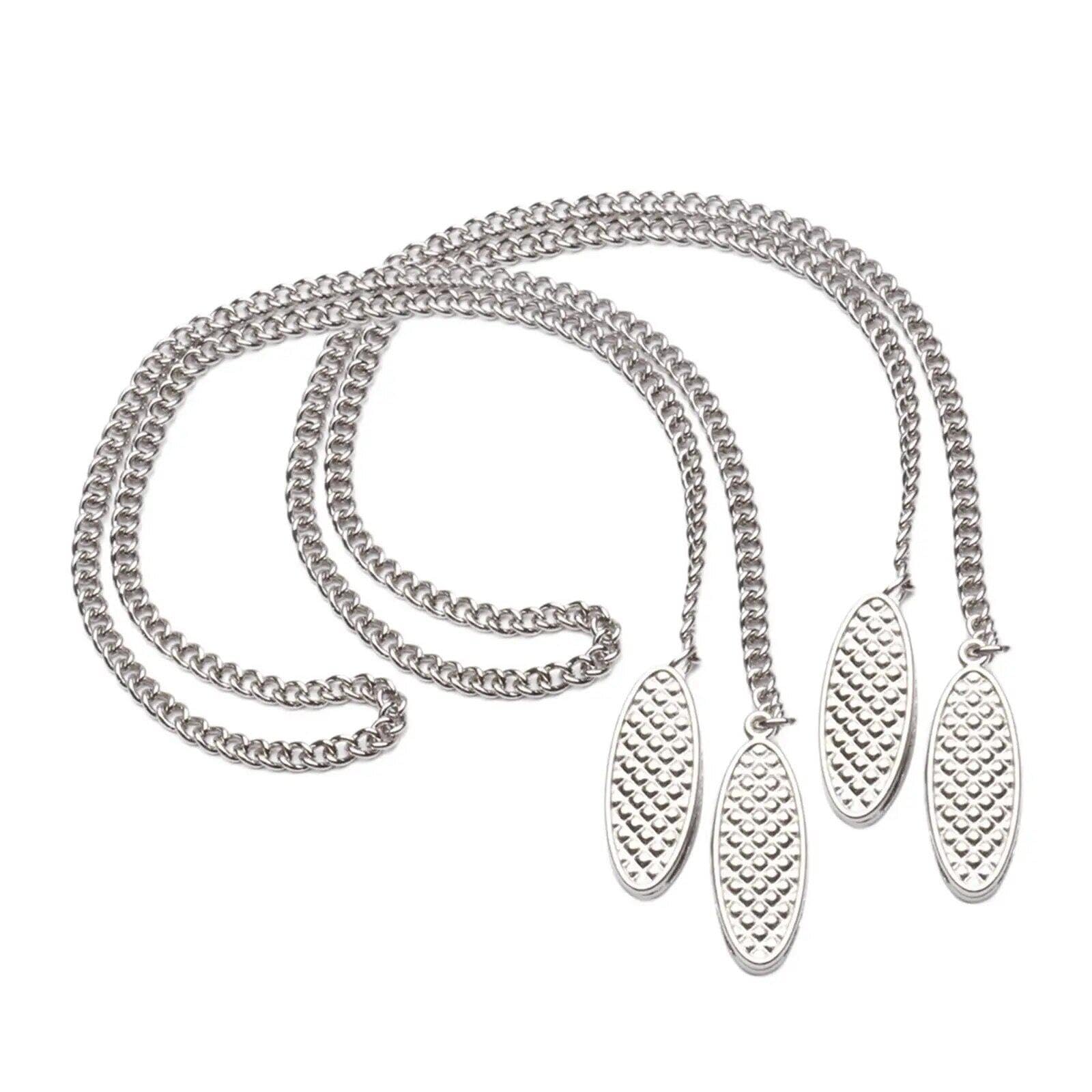 Luxylei 2pcs Metal Napkin Clips Napkin Chain Towel Apron Bibs Chain for Fixing Napkins Elegant Older Adult Bib Serviette Clip Neck Chain Dinner Accessory