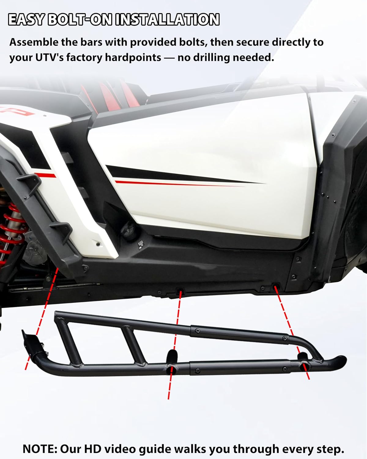 Nerf Bars Rock Sliders for Polaris RZR XP 1000 2024 2025 2026, Heavy Duty Steel Black Tree Kickers Side Steps Combined Side Bumper Guard for Polaris RZR 1000 XP 2024+ 2-Seat Accessories