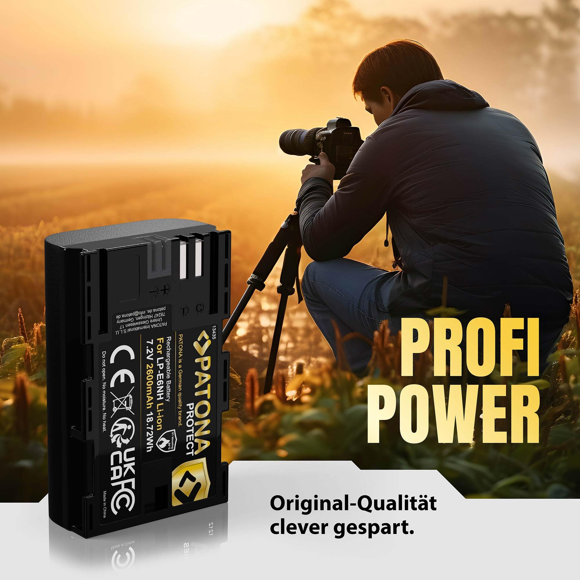 PATONA Protect Akku Ersatz für Canon LP-E6NH LP-E6 2600mAh 7.2V | Ersatzakku für EOS R5 R6 R6II R7 5D Mark I-IV 5DS 60D 6D 70D 7D 80D 90D WFT-E5 E7 XC10 XC15, mit NTC-Sensor & Schutzgehäuse