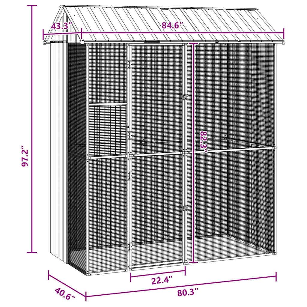 IKAYAA Pajareras Exterior en Jardin, Jaula Grande para Pájaros, Pajarera Metálica de Exterior, Voladera para Pájaros, Voladera de Jardín para Aves Exóticas 215 x 110 x 247 cm Antracita