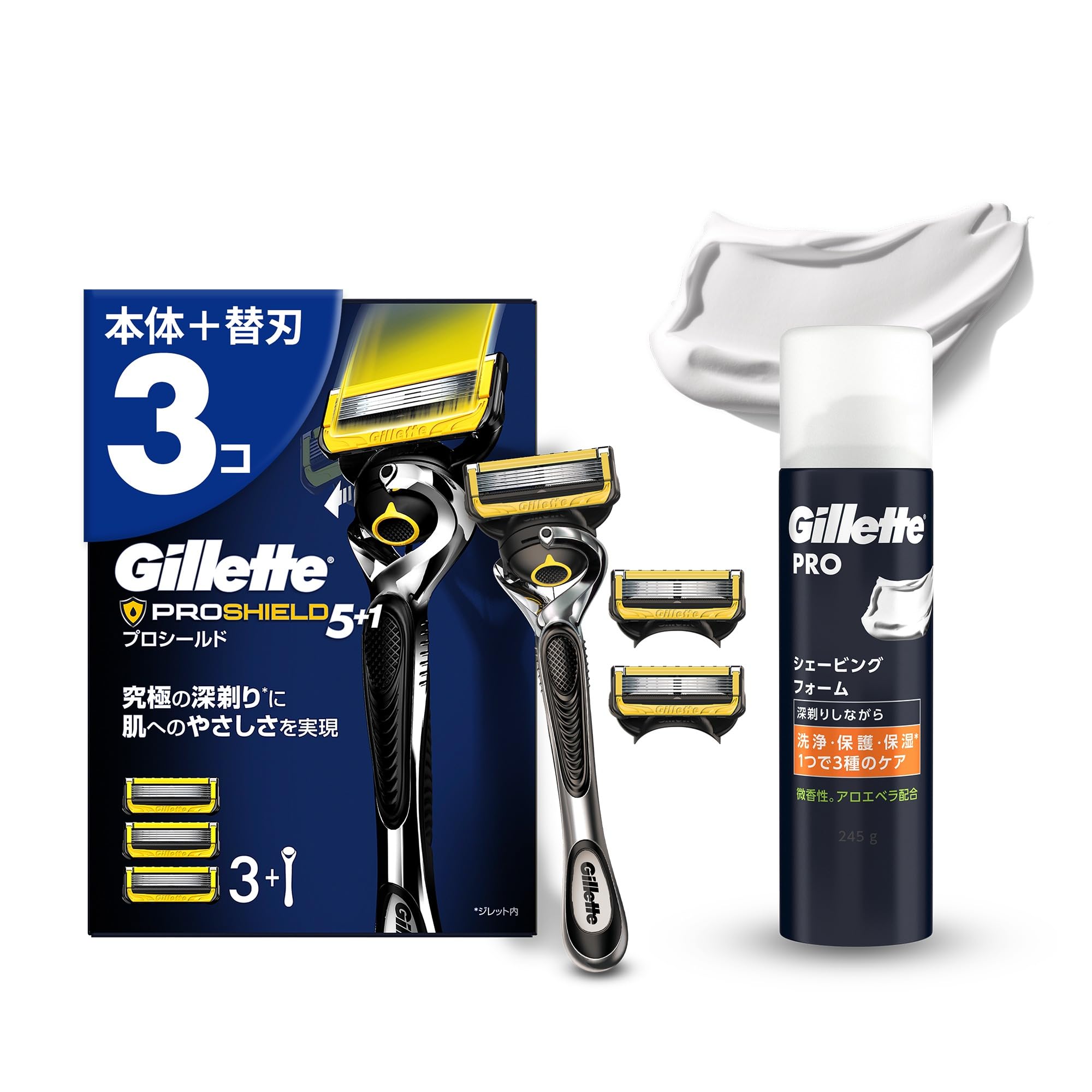 Amazon.co.jp: Gillette ジレット プロシールド 本体 替刃3個+