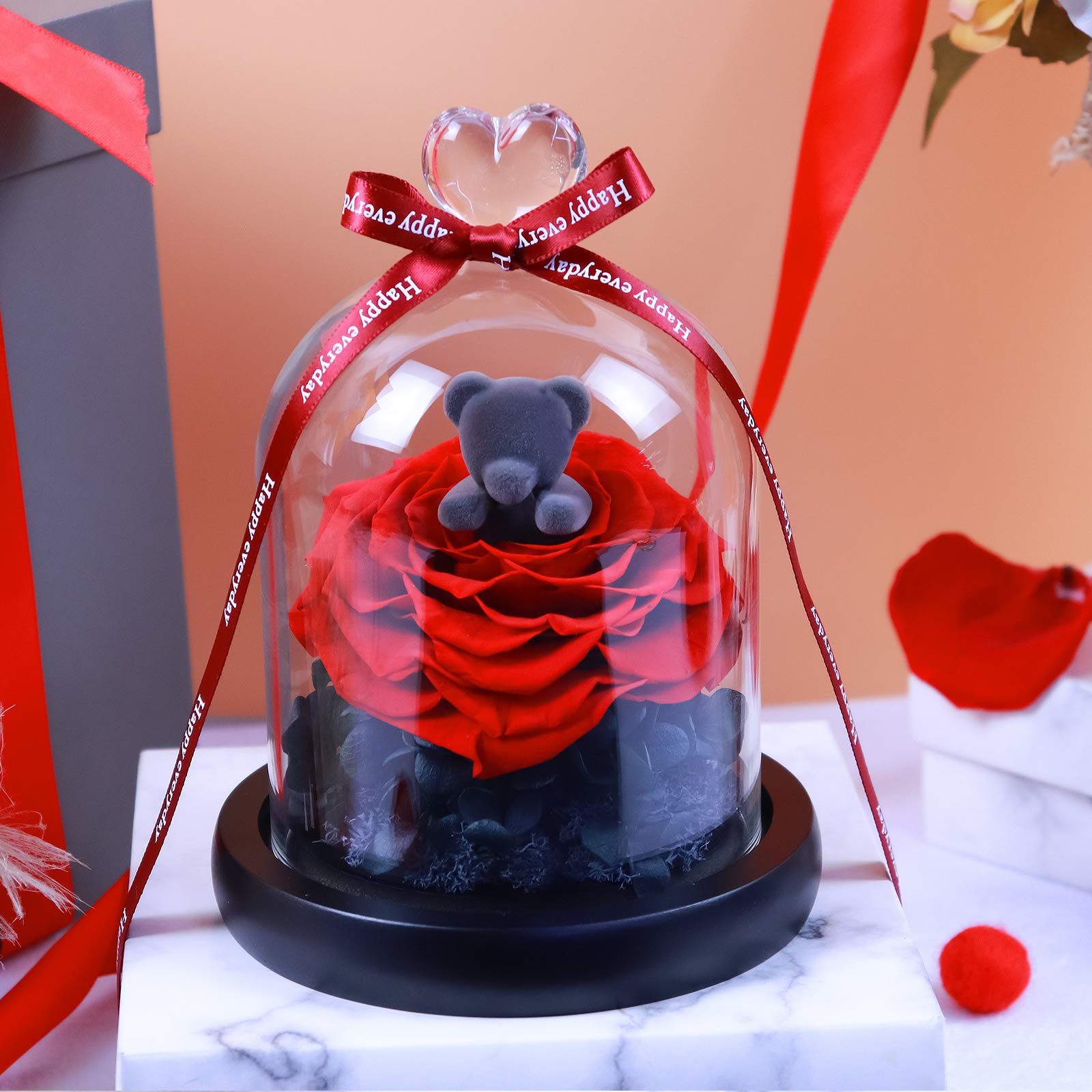 ✨1点限定✨ プリザーブドフラワー クマ 一輪の薔薇 レッド プレゼント Amazon｜プリザーブドフラワー(クマさんと一輪の薔薇/レッド)永遠の花