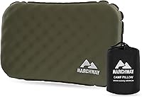 MARCHWAY Inflatable Camping Pillow: Soft Foam Top, TPU Bladder, Dual-Sided All-Season Support, Ultralight Compact for Hiking, Travel, Backpacking (Green)
