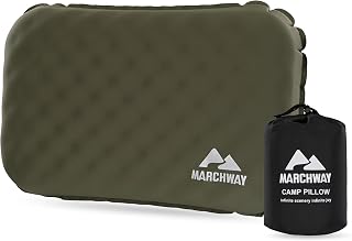MARCHWAY Inflatable Camping Pillow: Soft Foam Top, TPU Bladder, Dual-Sided All-Season Support, Ultralight Compact for Hiking, Travel, Backpacking (Green)